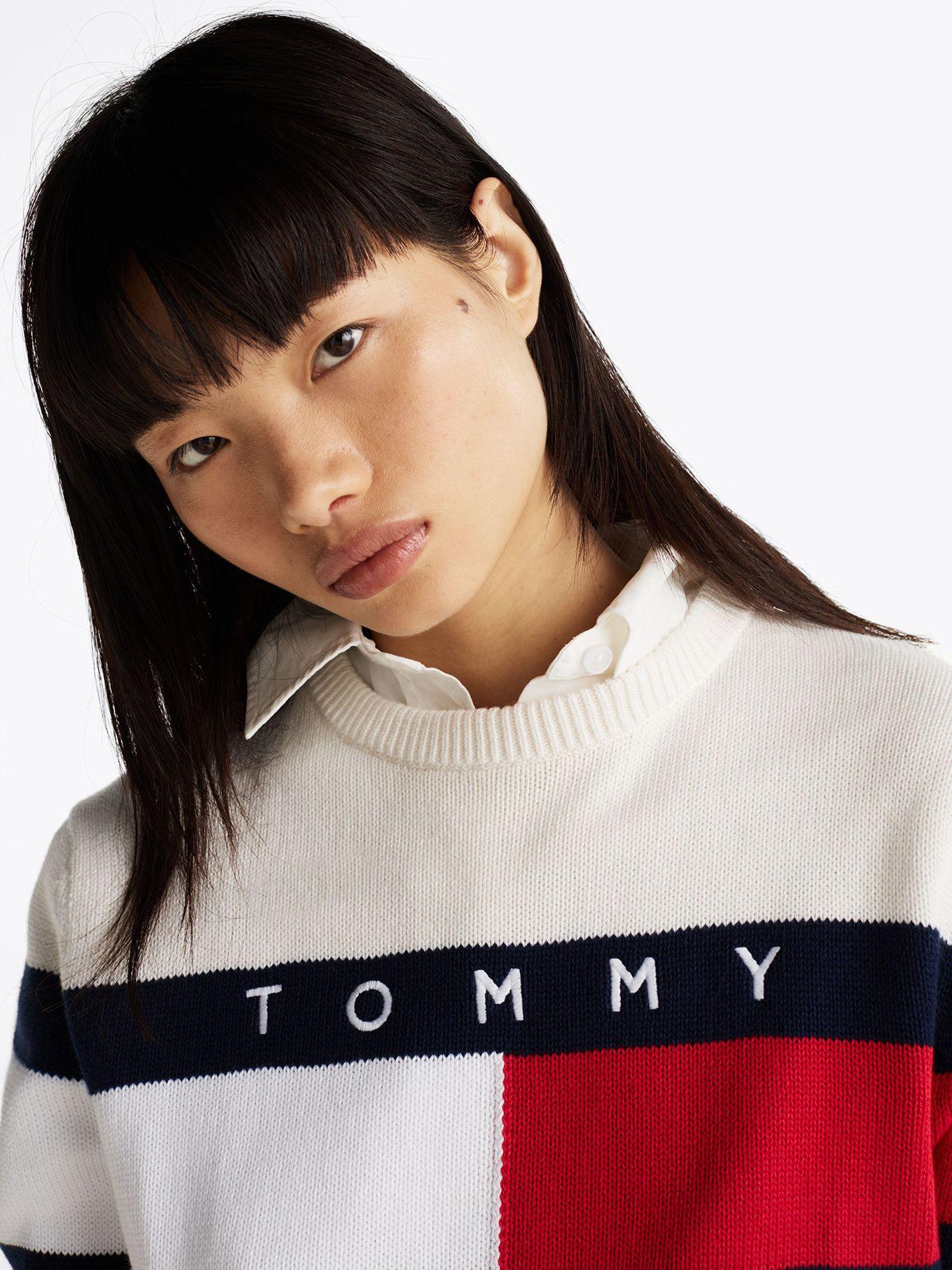 Sweater Color Block Relaxed Con Logo Blanco Tommy Jeans-3