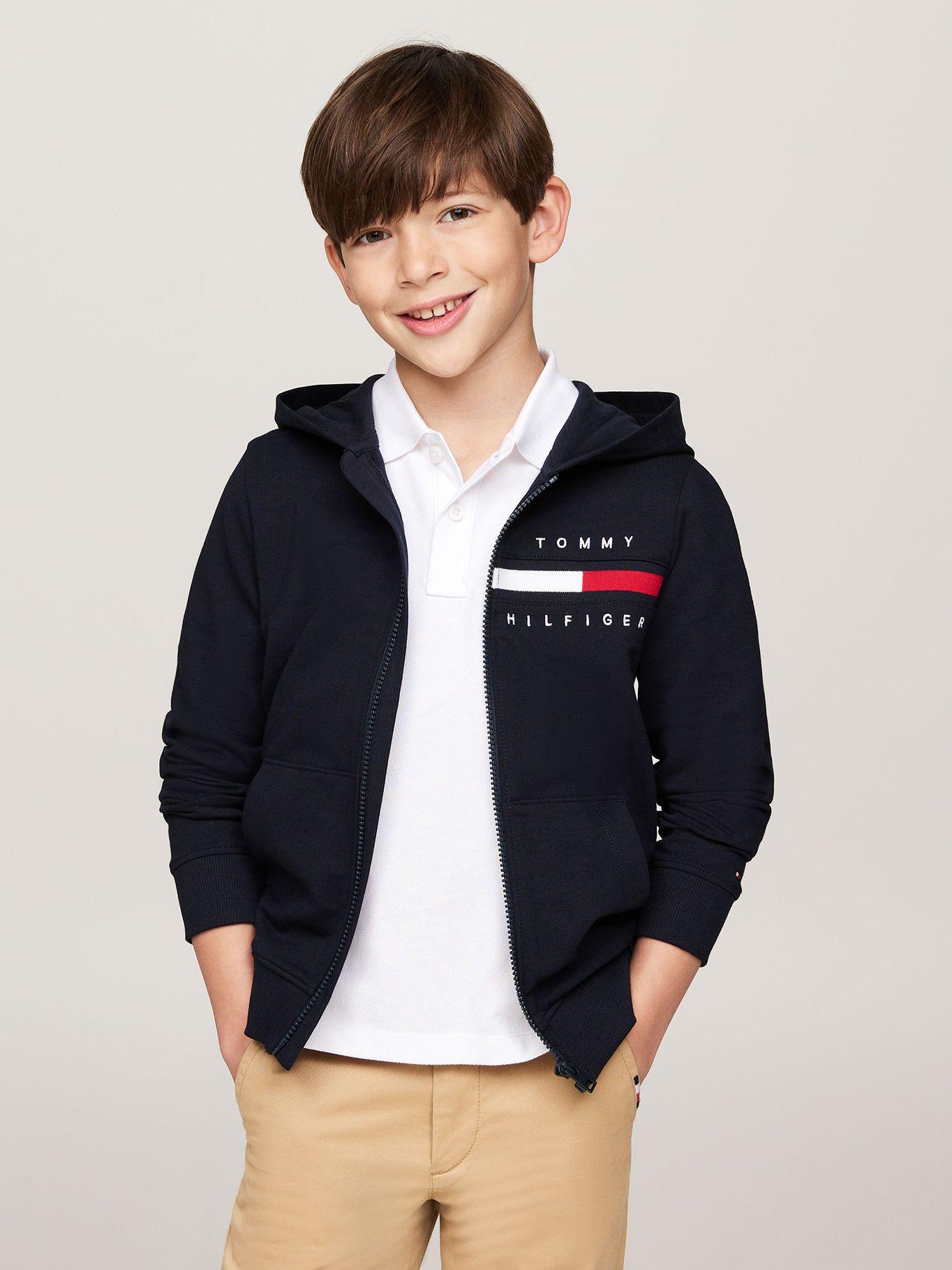 Polerón Hoodie De Niño Con Ribetes Azul Tommy Hilfiger-0
