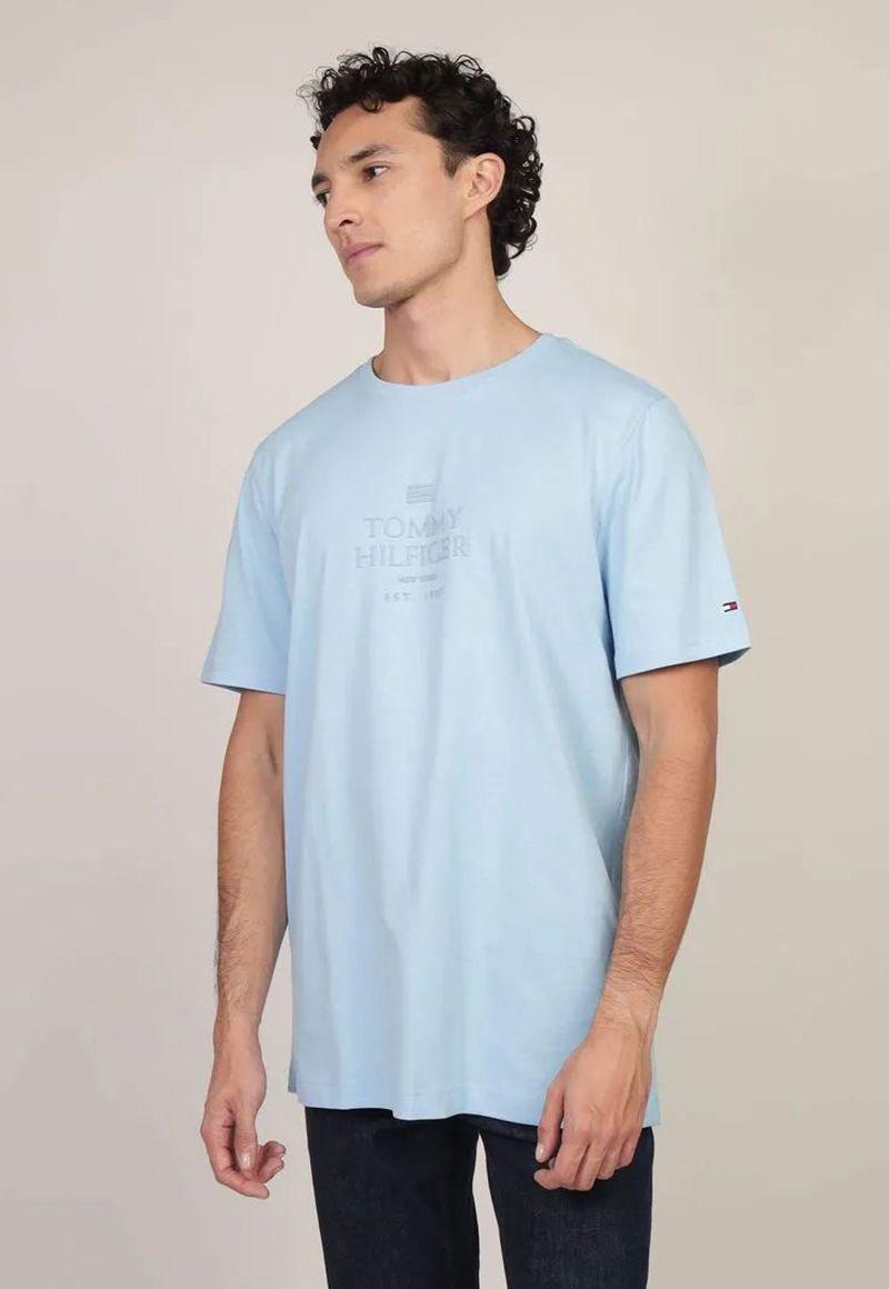 Polera Con Logo Tonal Celeste Tommy Hilfiger-0