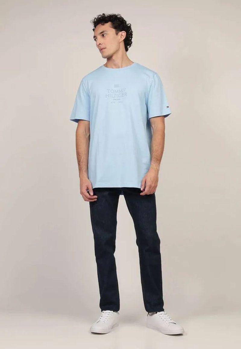 Polera Con Logo Tonal Celeste Tommy Hilfiger-1
