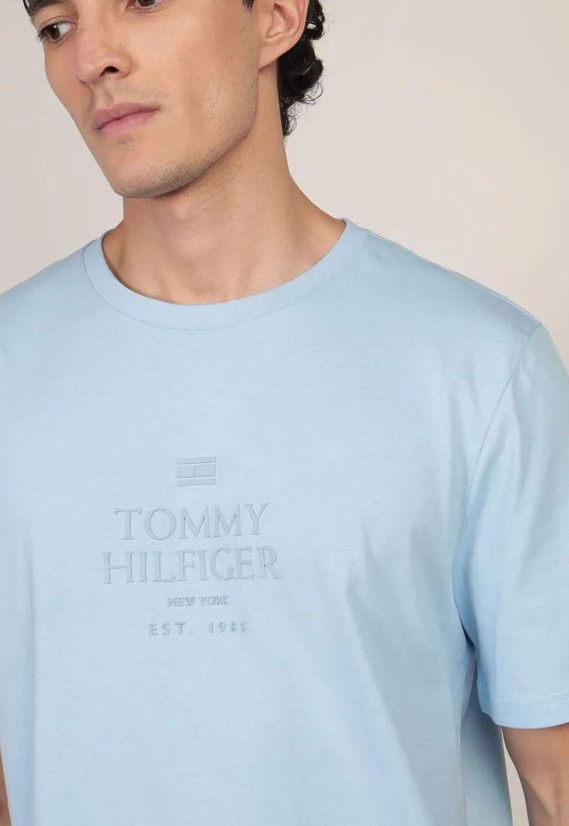 Polera Con Logo Tonal Celeste Tommy Hilfiger-3