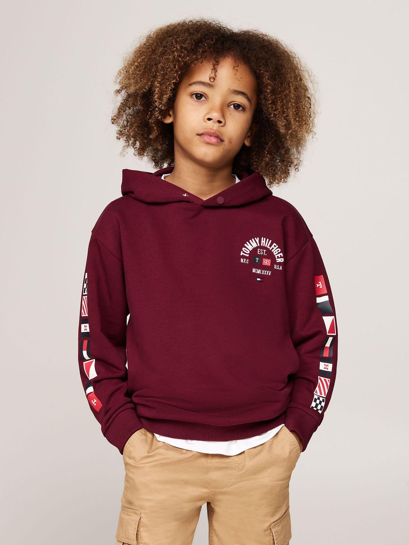 Polerón Hoodie Niño Logo Gráfico Burdeo Tommy Hilfiger-0