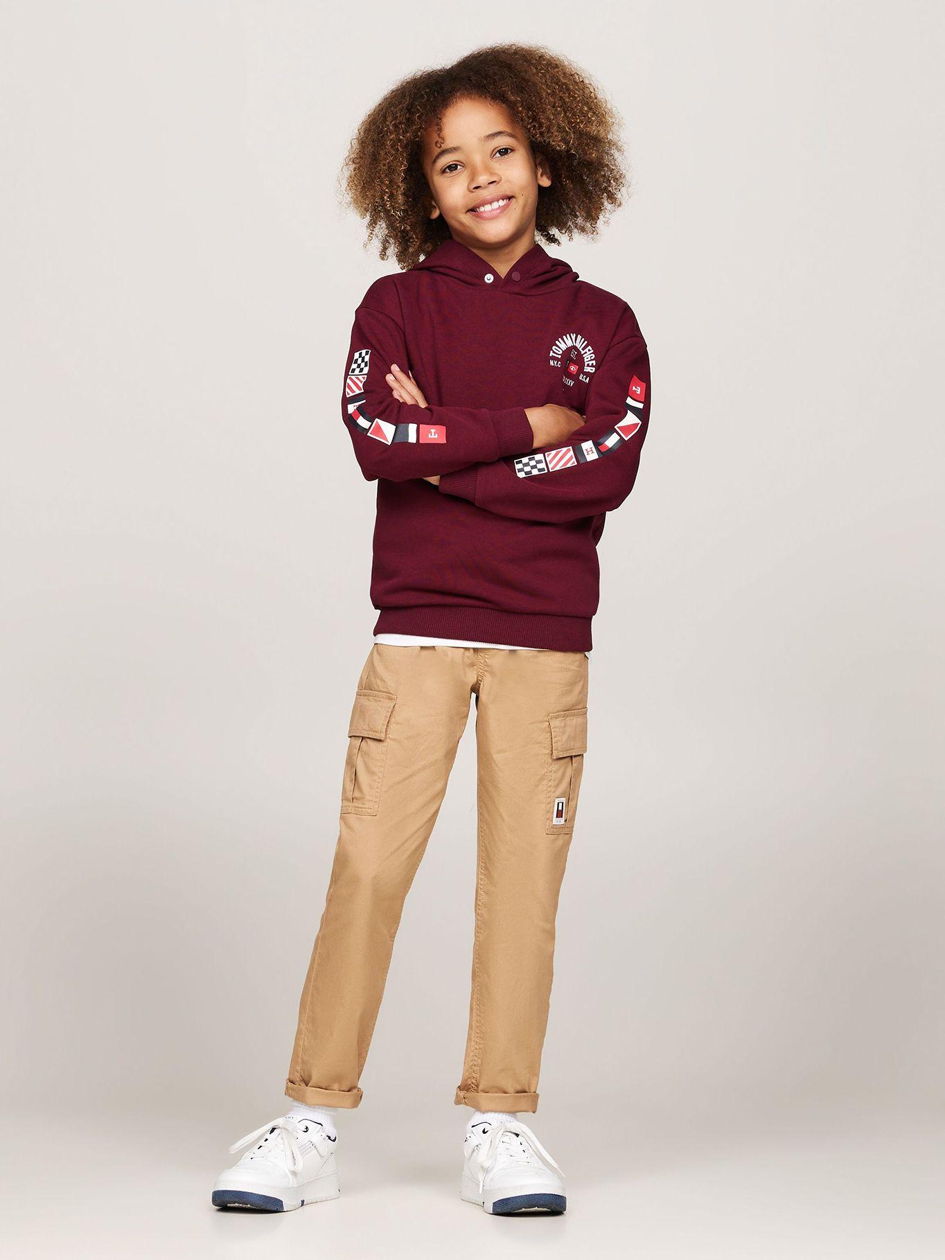 Polerón Hoodie Niño Logo Gráfico Burdeo Tommy Hilfiger-1