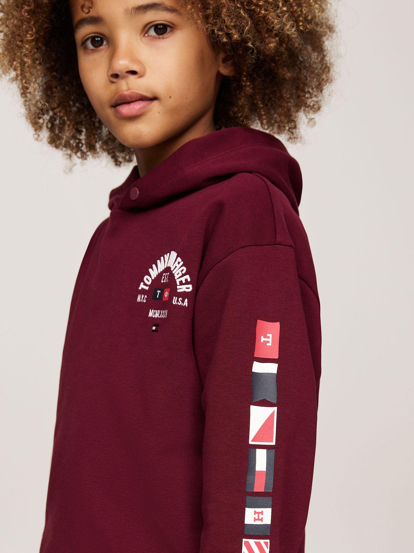 Polerón Hoodie Niño Logo Gráfico Burdeo Tommy Hilfiger-3