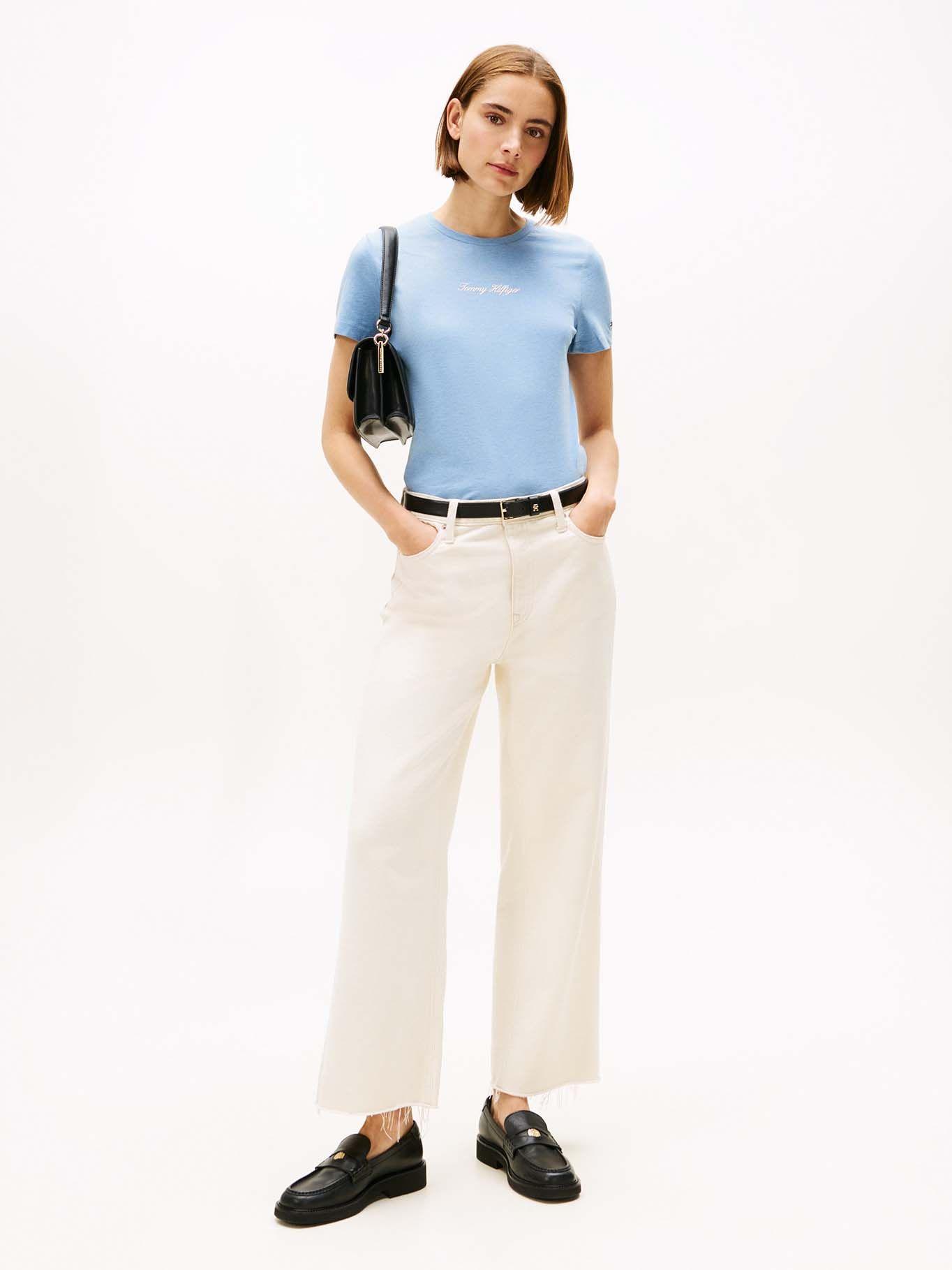 Polera Con Logo Texturizado Celeste Tommy Hilfiger-1