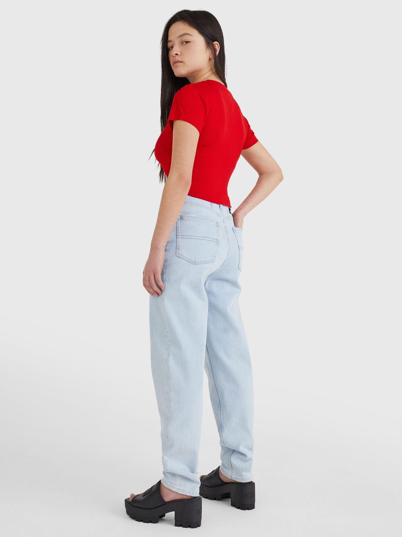 Polera Cropped Con Lazo Rojo Tommy Jeans JN2-1
