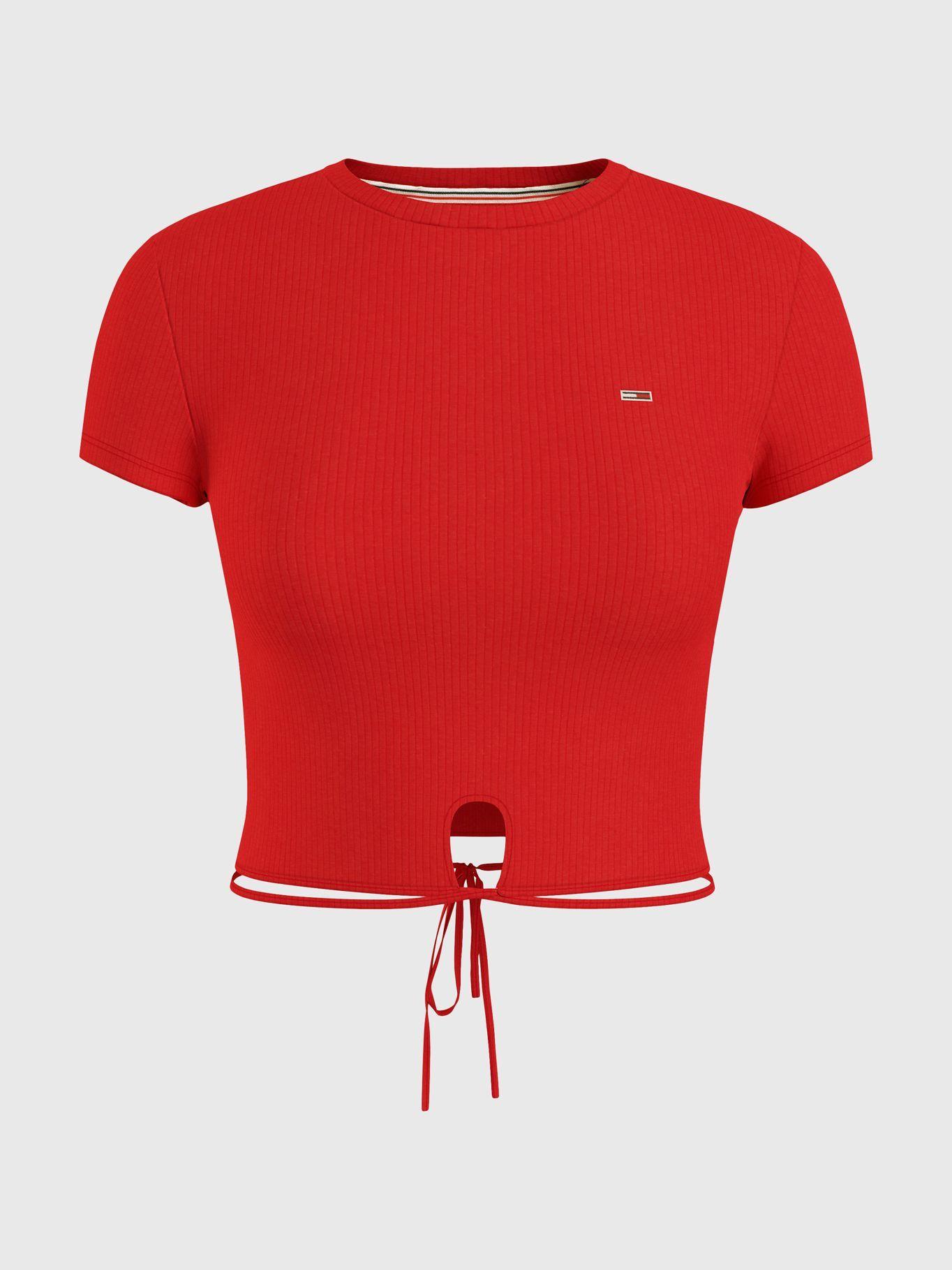 Polera Cropped Con Lazo Rojo Tommy Jeans JN2-4
