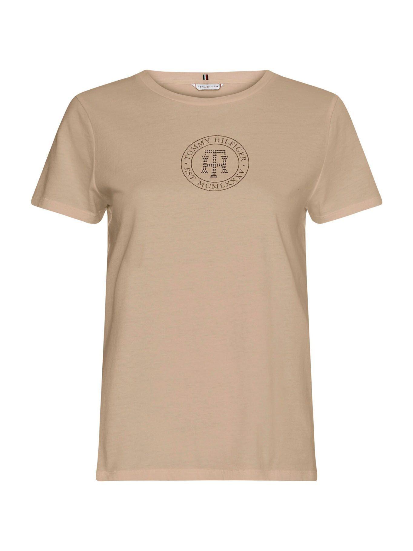 Polera Con Monograma De Strass Beige Tommy Hilfiger-0