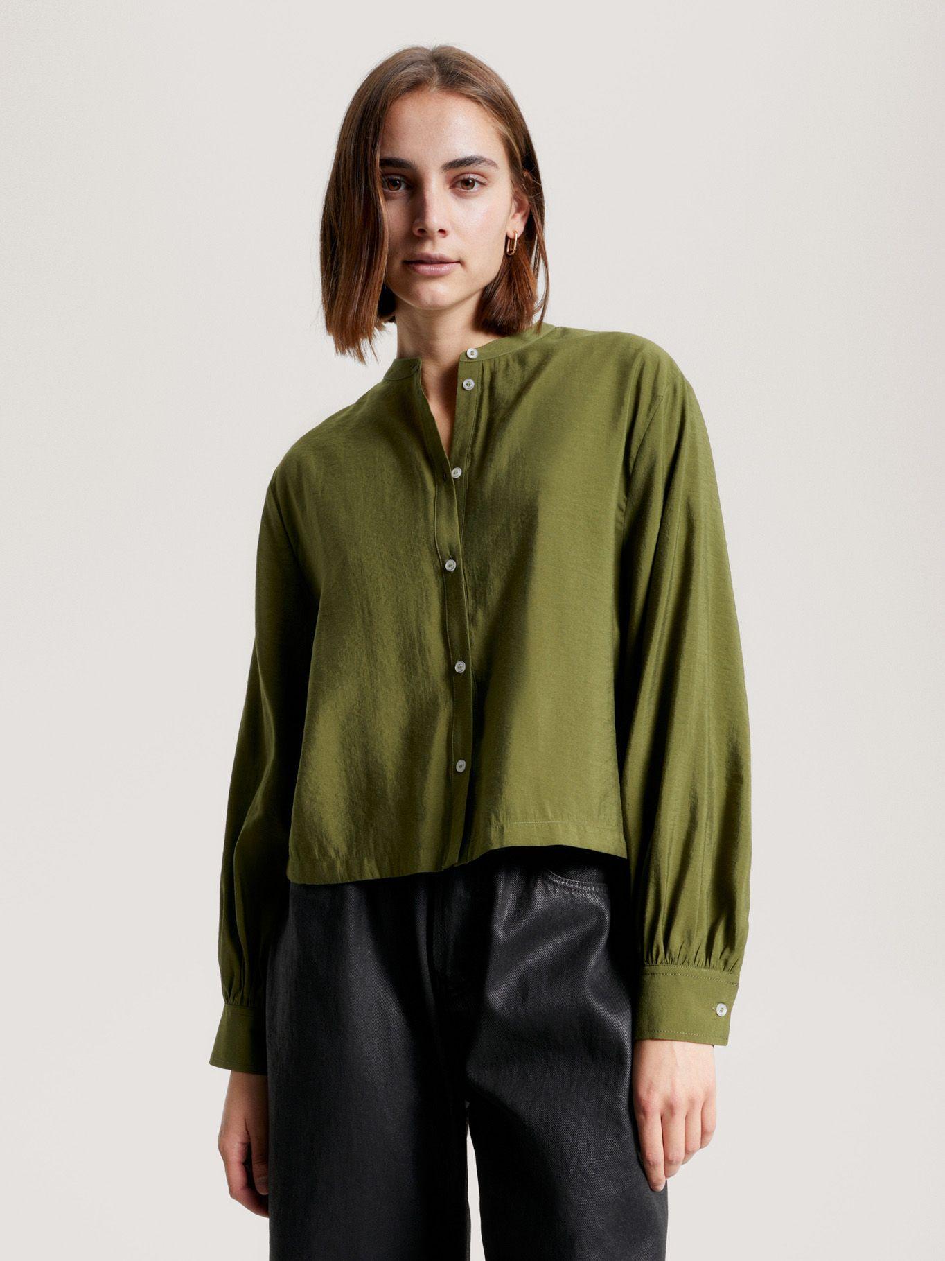 Camisa Sin Cuello Cropped Verde Tommy Hilfiger-0