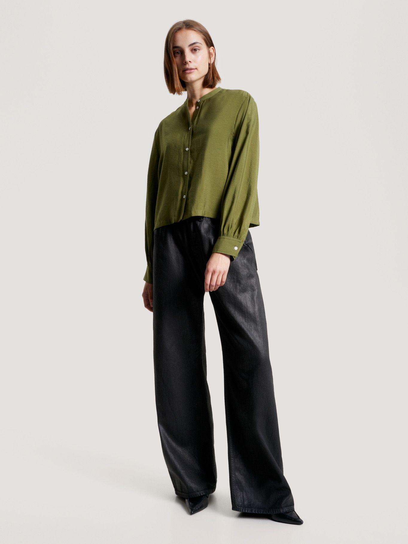 Camisa Sin Cuello Cropped Verde Tommy Hilfiger-1