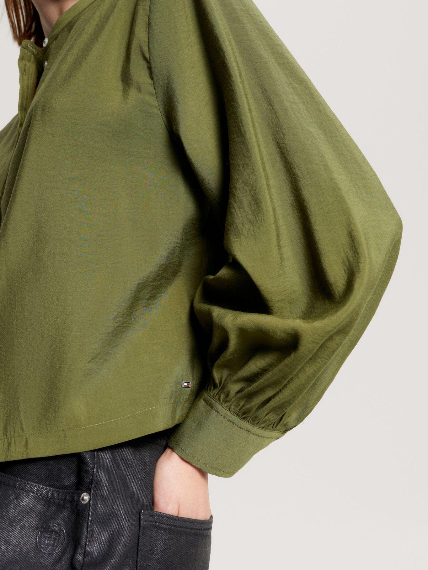 Camisa Sin Cuello Cropped Verde Tommy Hilfiger-3