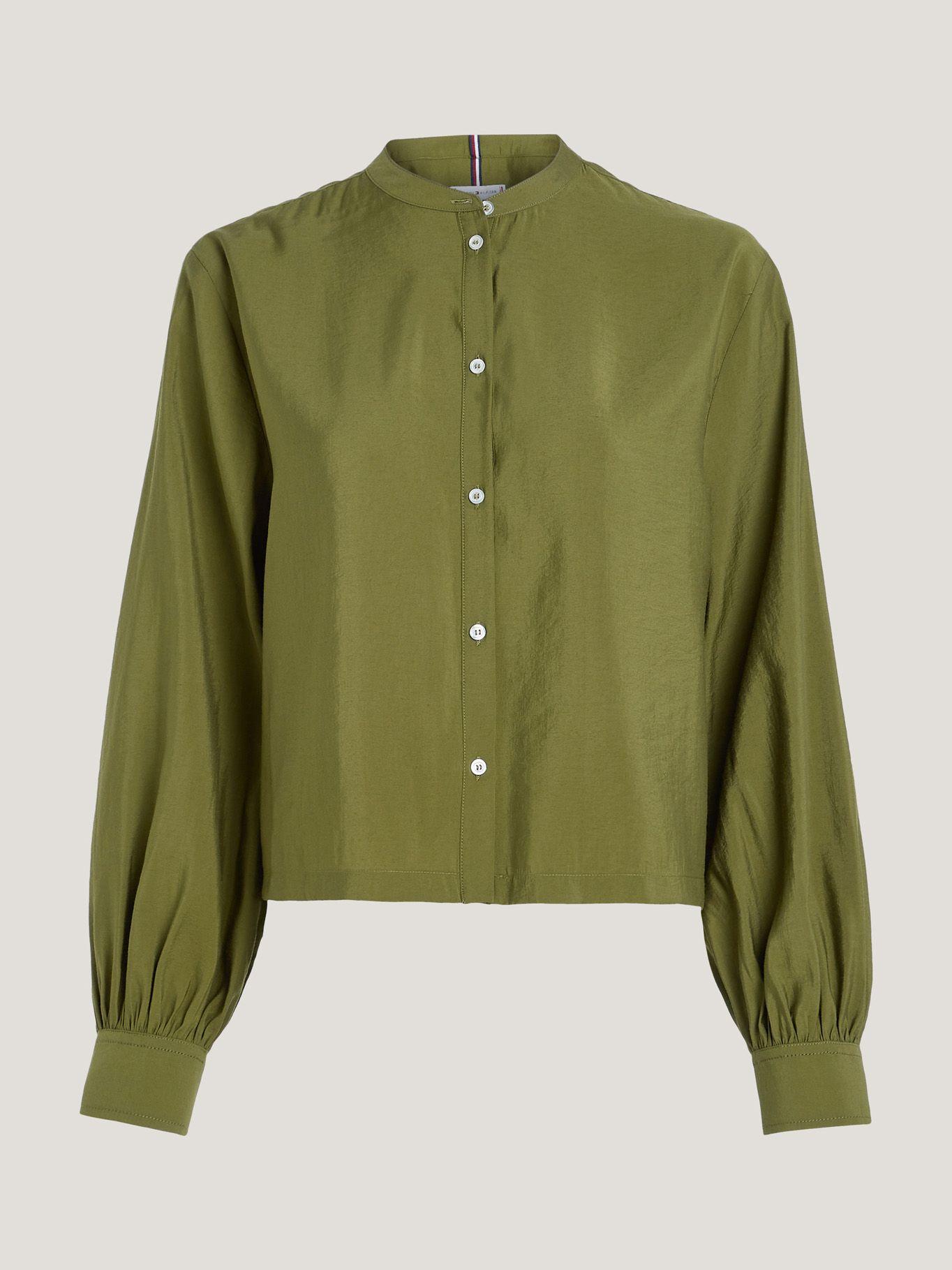 Camisa Sin Cuello Cropped Verde Tommy Hilfiger-5