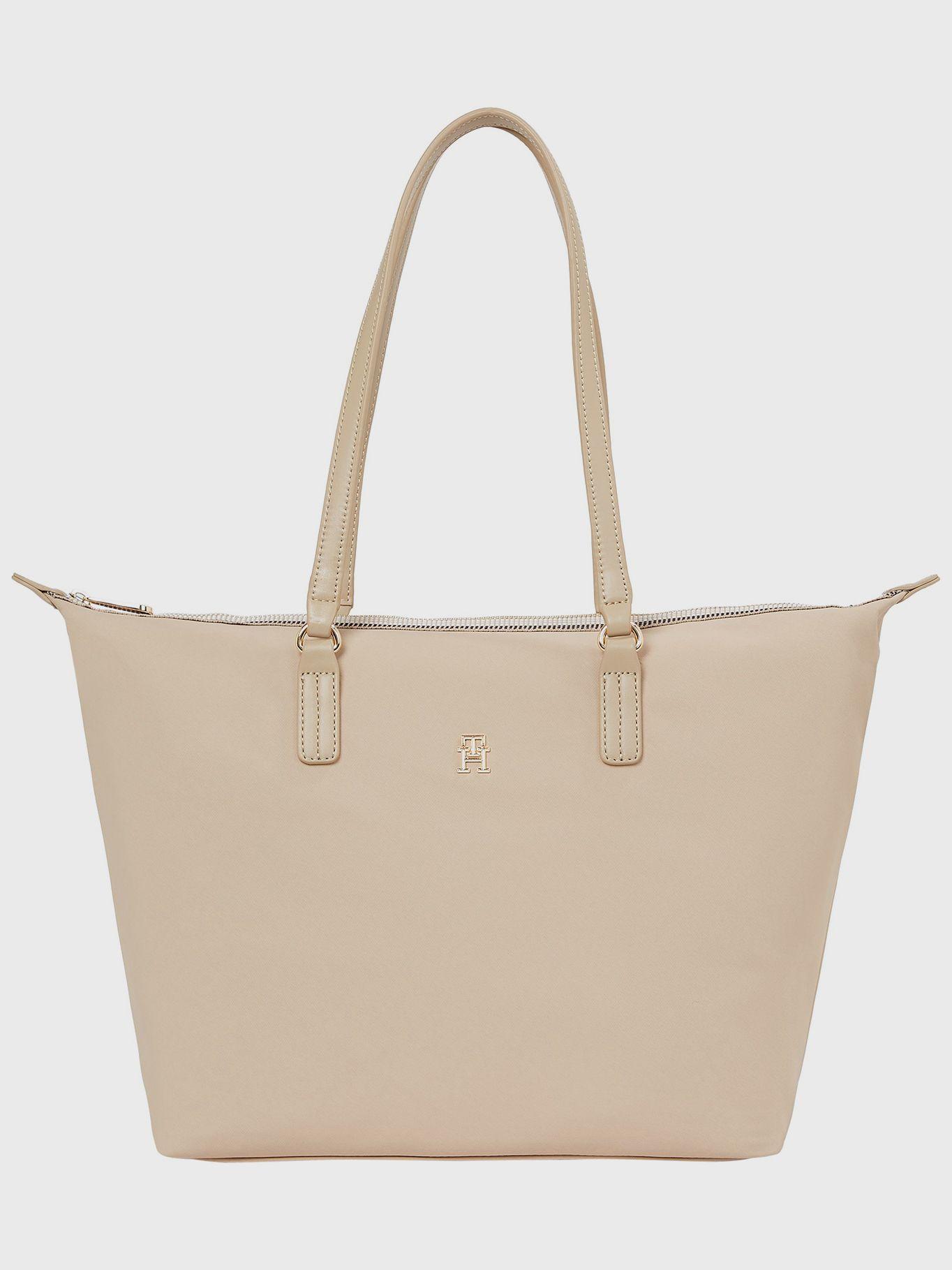 Tote Con Cierre Distintivo Beige Tommy Hilfiger-0