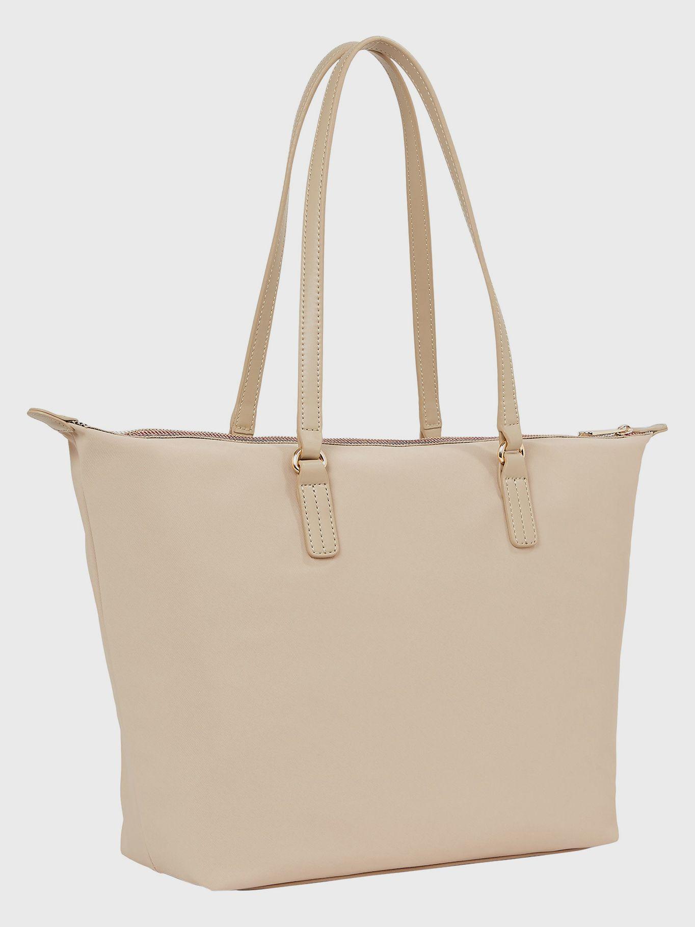 Tote Con Cierre Distintivo Beige Tommy Hilfiger-1