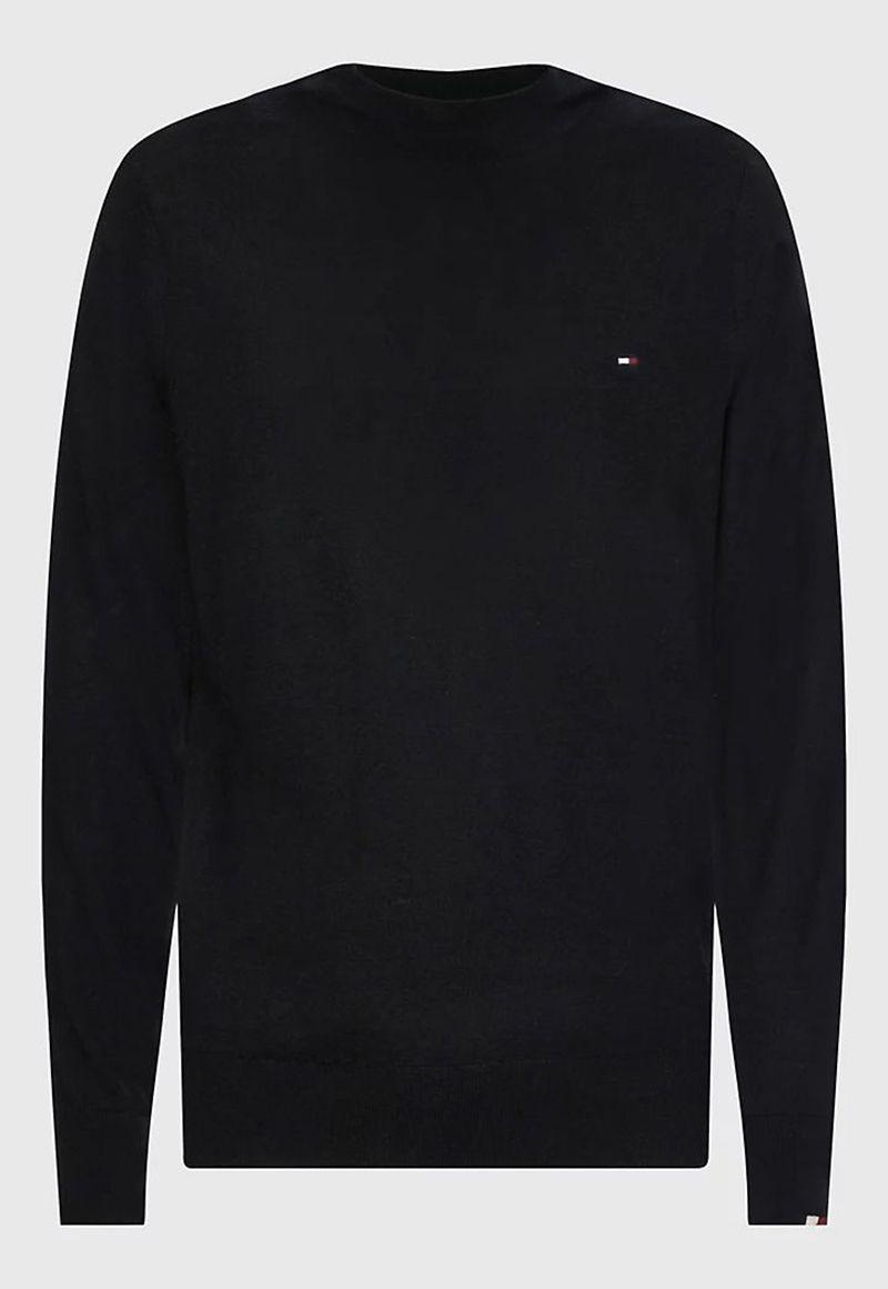 Sweater De Lana Merino Con Cuello Alto Negro Tommy Hilfiger-4