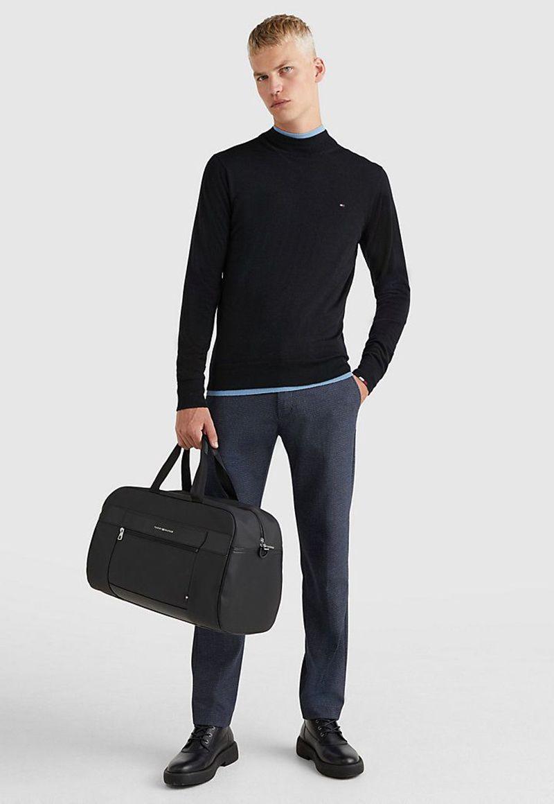 Sweater De Lana Merino Con Cuello Alto Negro Tommy Hilfiger-1
