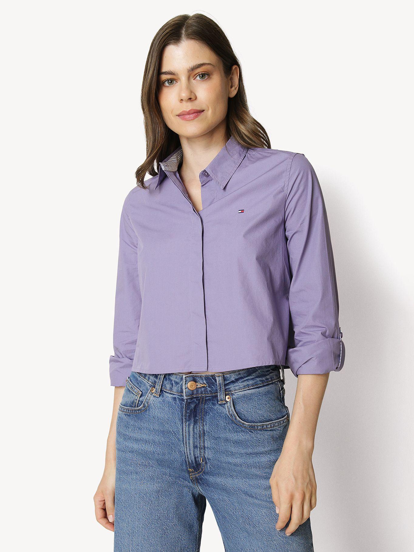 Camisa Classic Poplin Cropped Lila Tommy Hilfiger-0