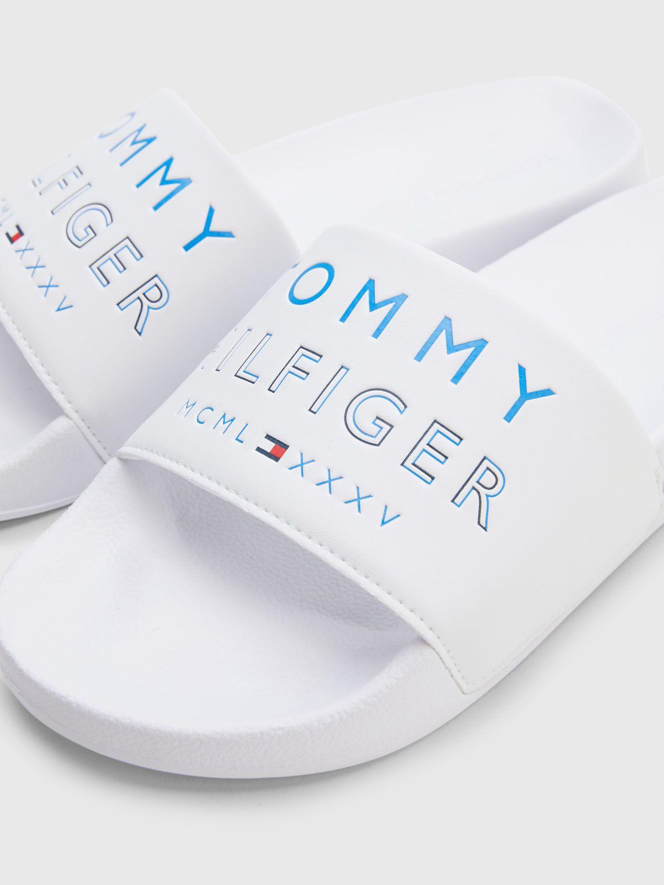 Sandalias Con Logo En Relieve Blanco Tommy Hilfiger-2