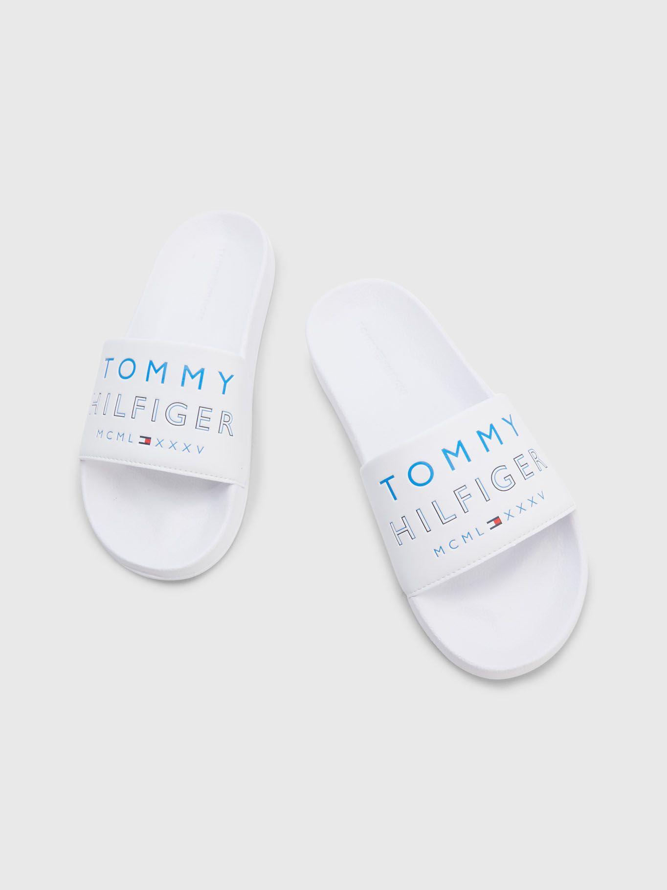 Sandalias Con Logo En Relieve Blanco Tommy Hilfiger-3