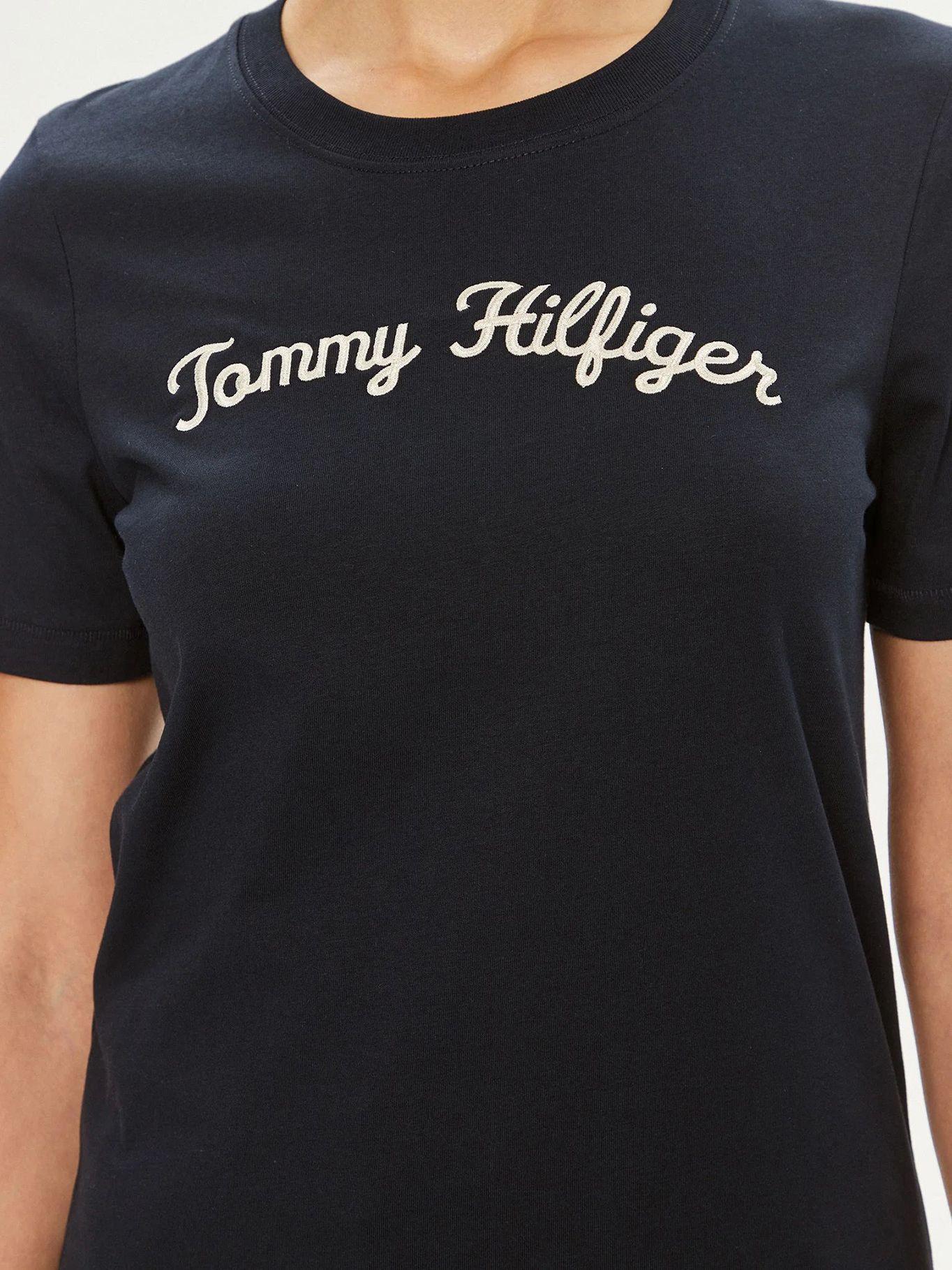 Polera Con Logo Script Bordado Azul Tommy Hilfiger-3