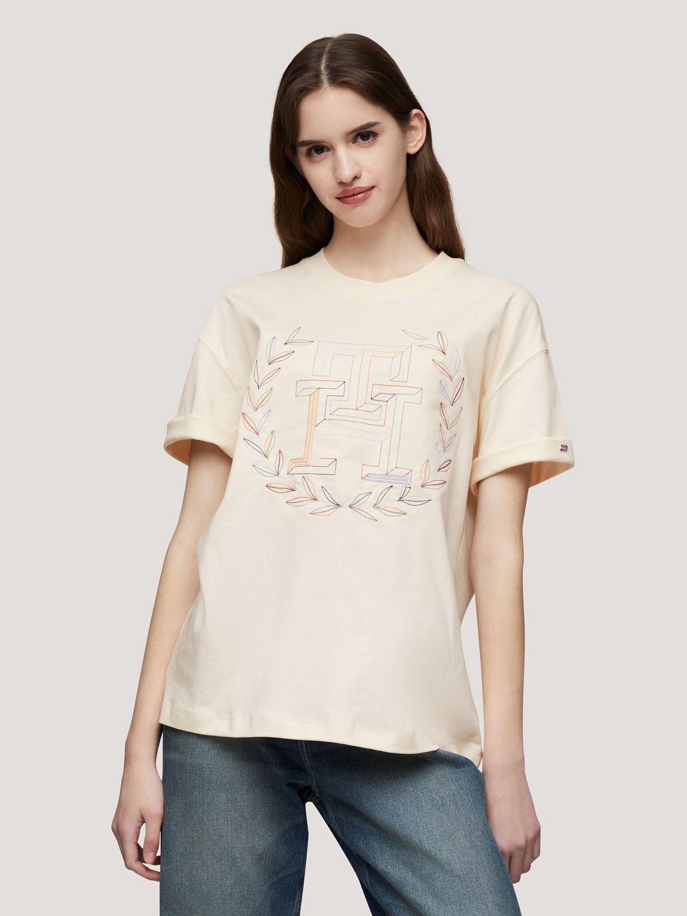 Polera Relaxed Logo Monogram Beige Tommy Hilfiger-0