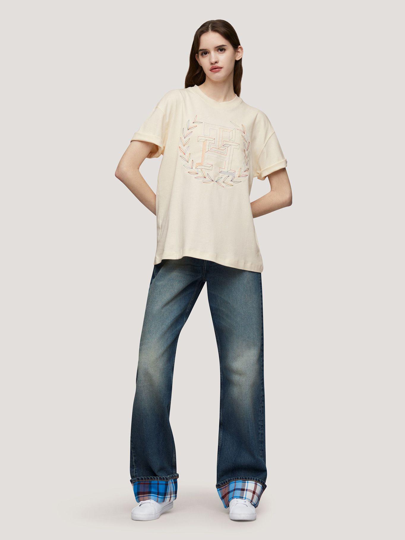 Polera Relaxed Logo Monogram Beige Tommy Hilfiger-1
