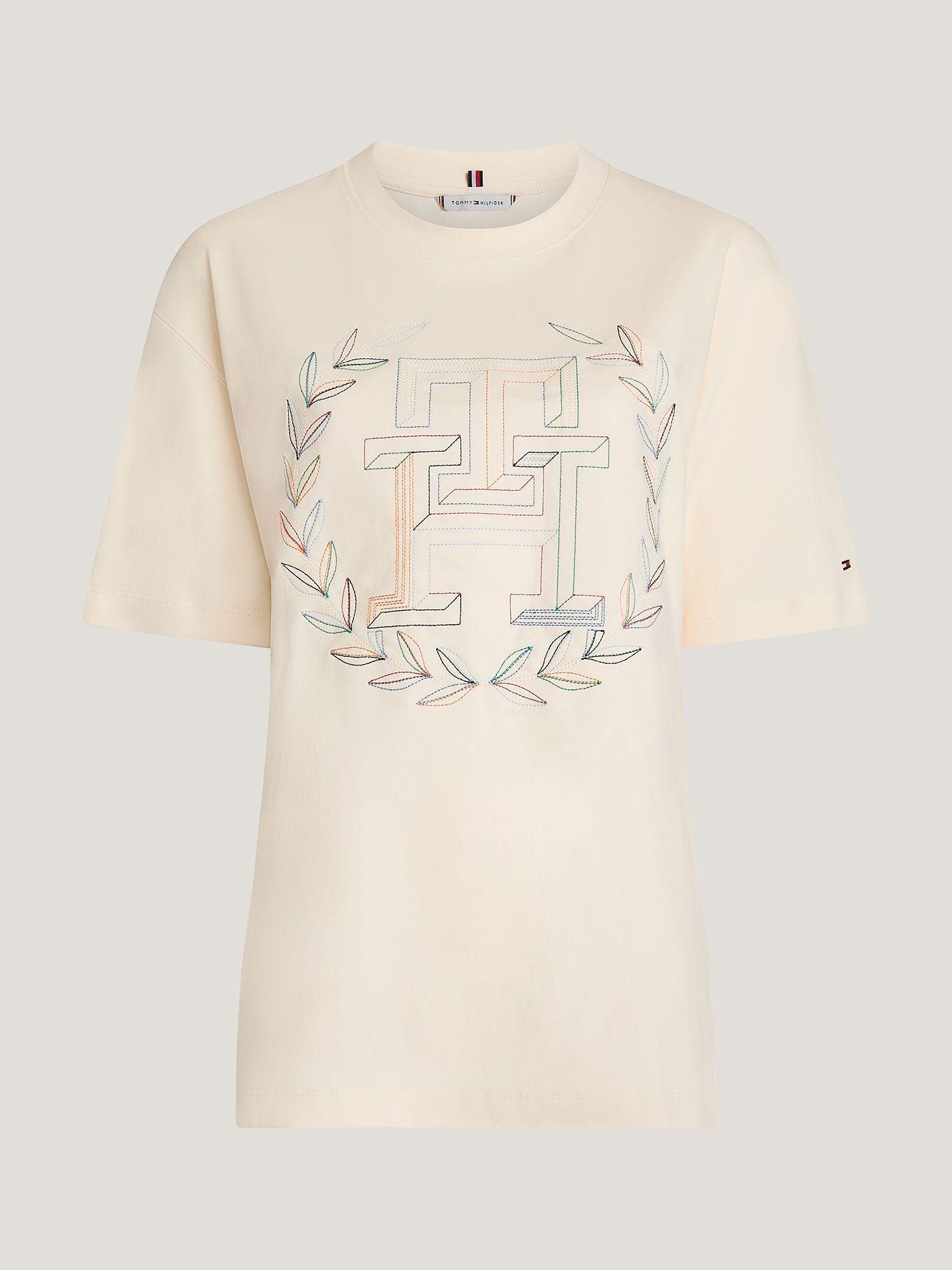 Polera Relaxed Logo Monogram Beige Tommy Hilfiger-4