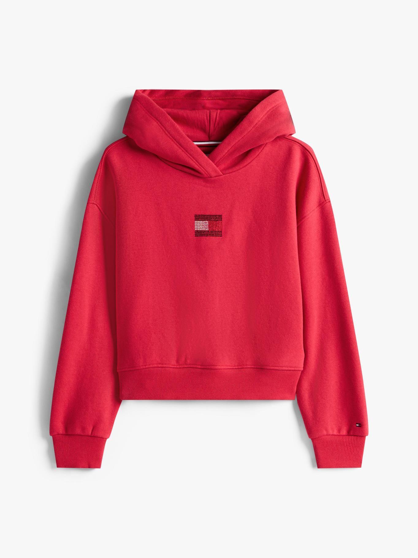 Polerón Hoodie Con Logo De Strass Rojo Tommy Hilfiger-4