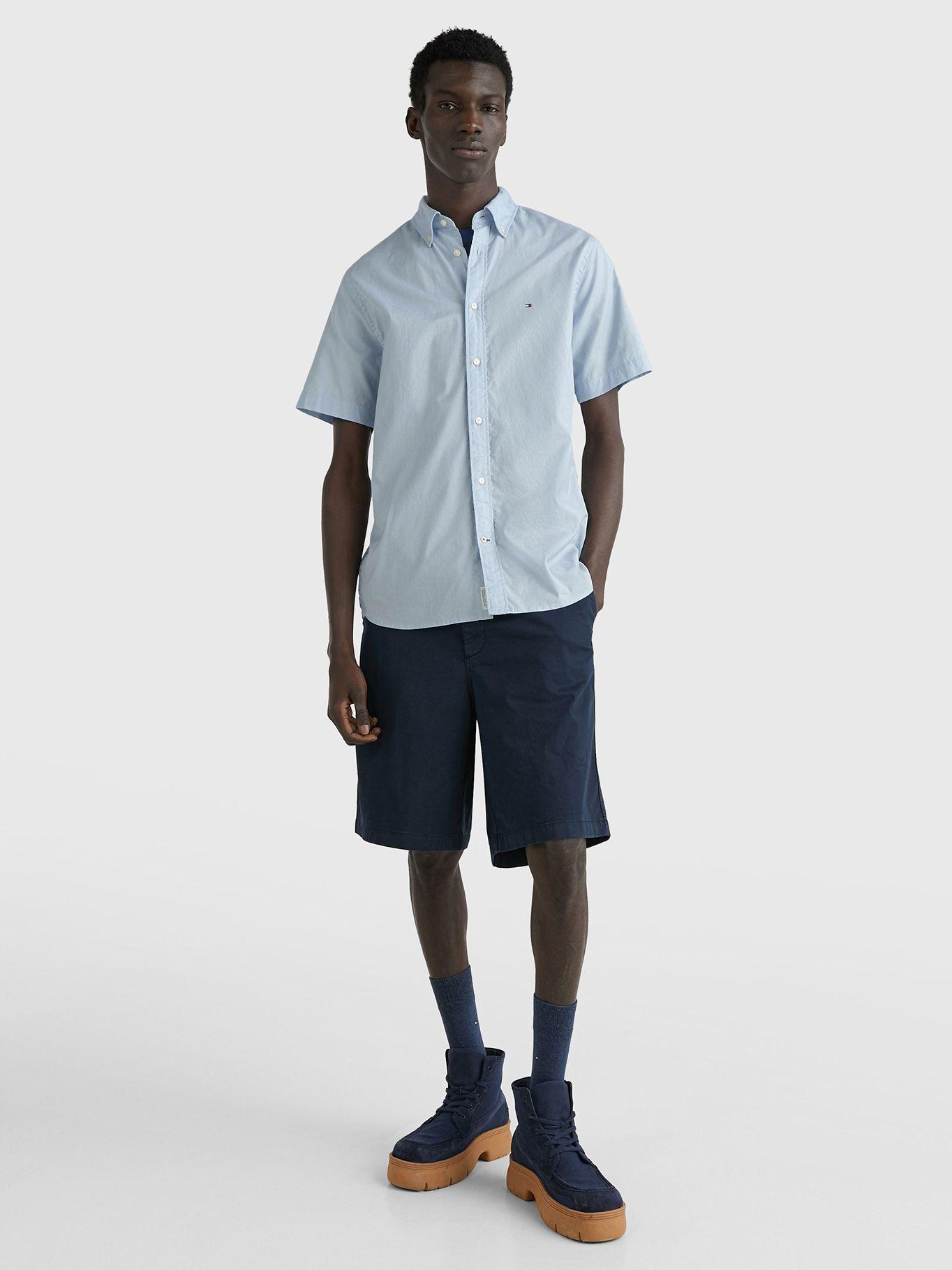 Camisa Flex Poplin Regular Fit Celeste Tommy Hilfiger-1