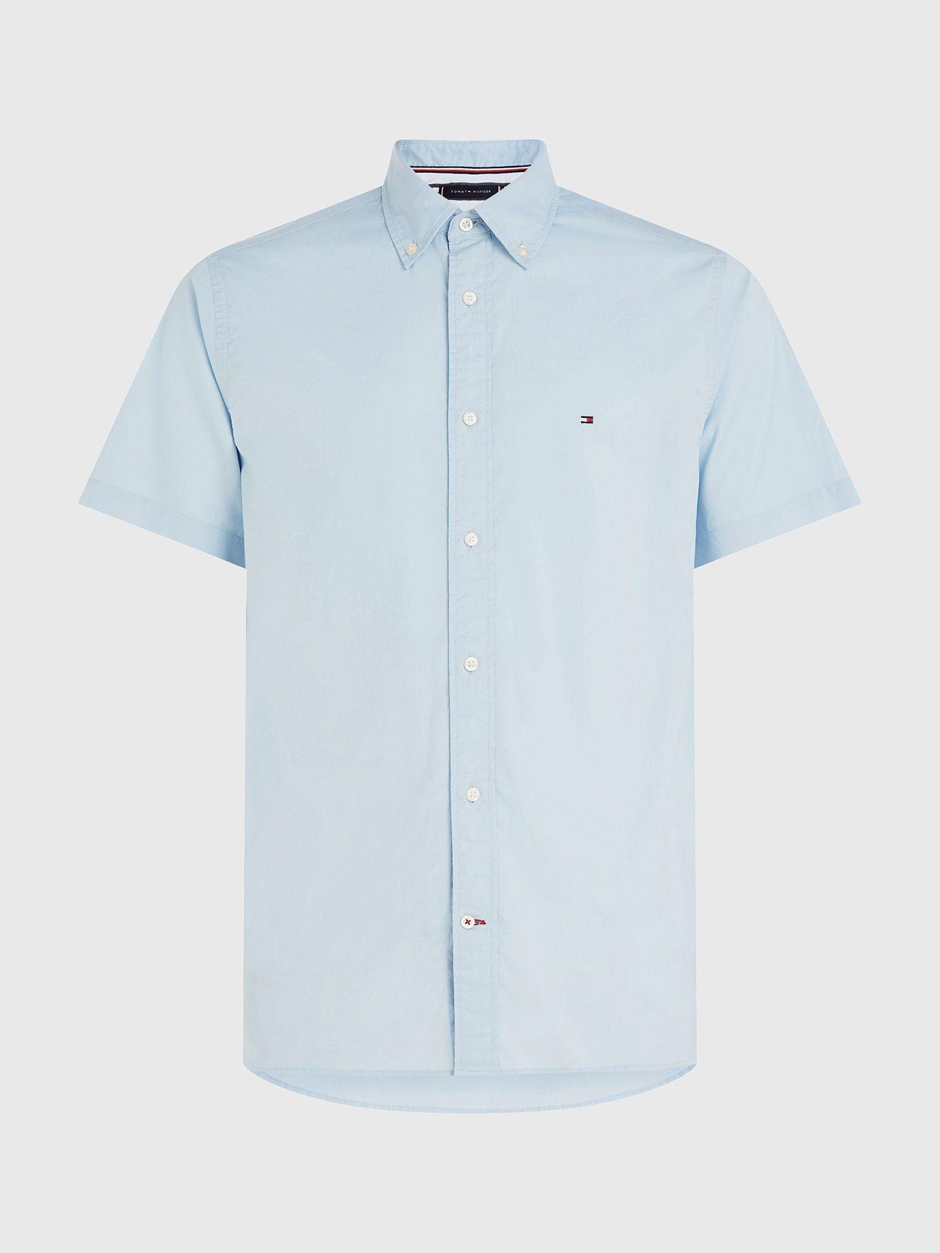 Camisa Flex Poplin Regular Fit Celeste Tommy Hilfiger-4