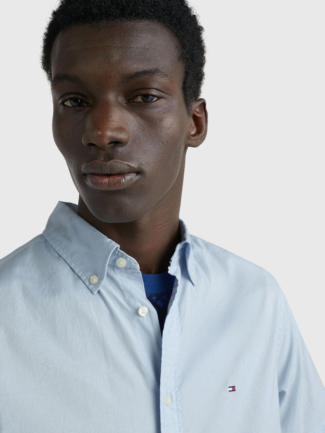 Camisa Flex Poplin Regular Fit Celeste Tommy Hilfiger-3
