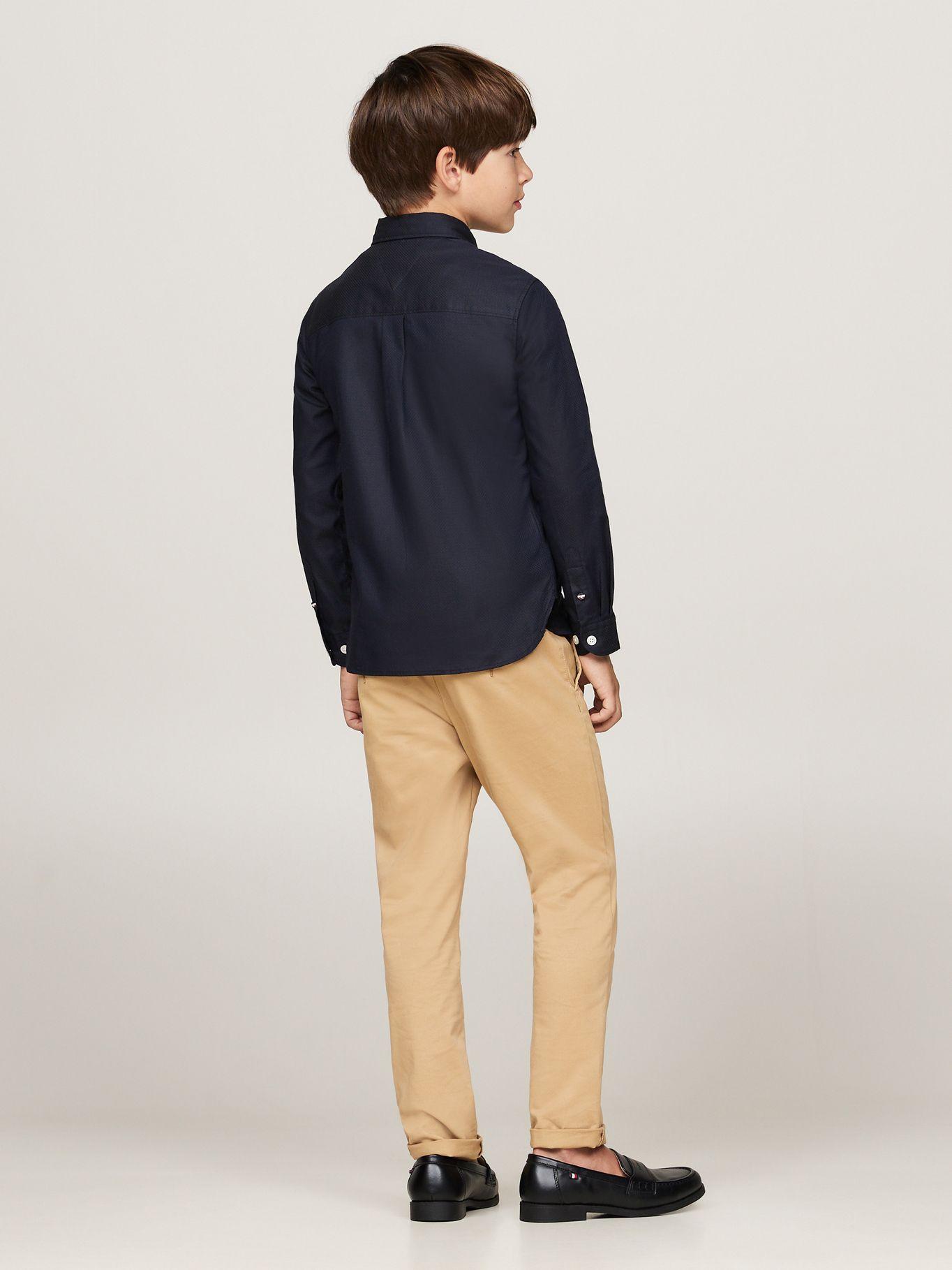 Camisa De Niño Dobby Regular Fit Azul Tommy Hilfiger-2