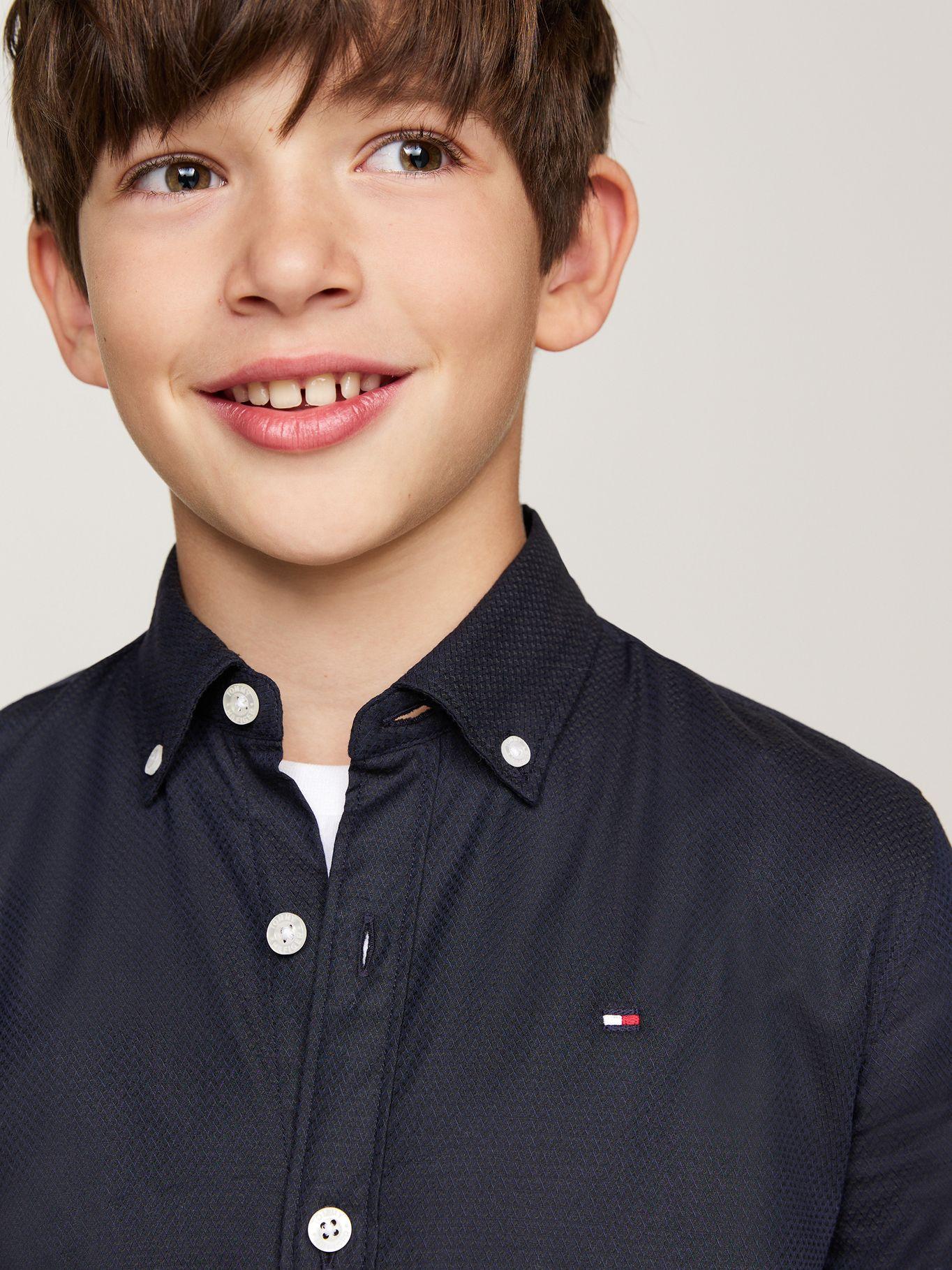 Camisa De Niño Dobby Regular Fit Azul Tommy Hilfiger-3