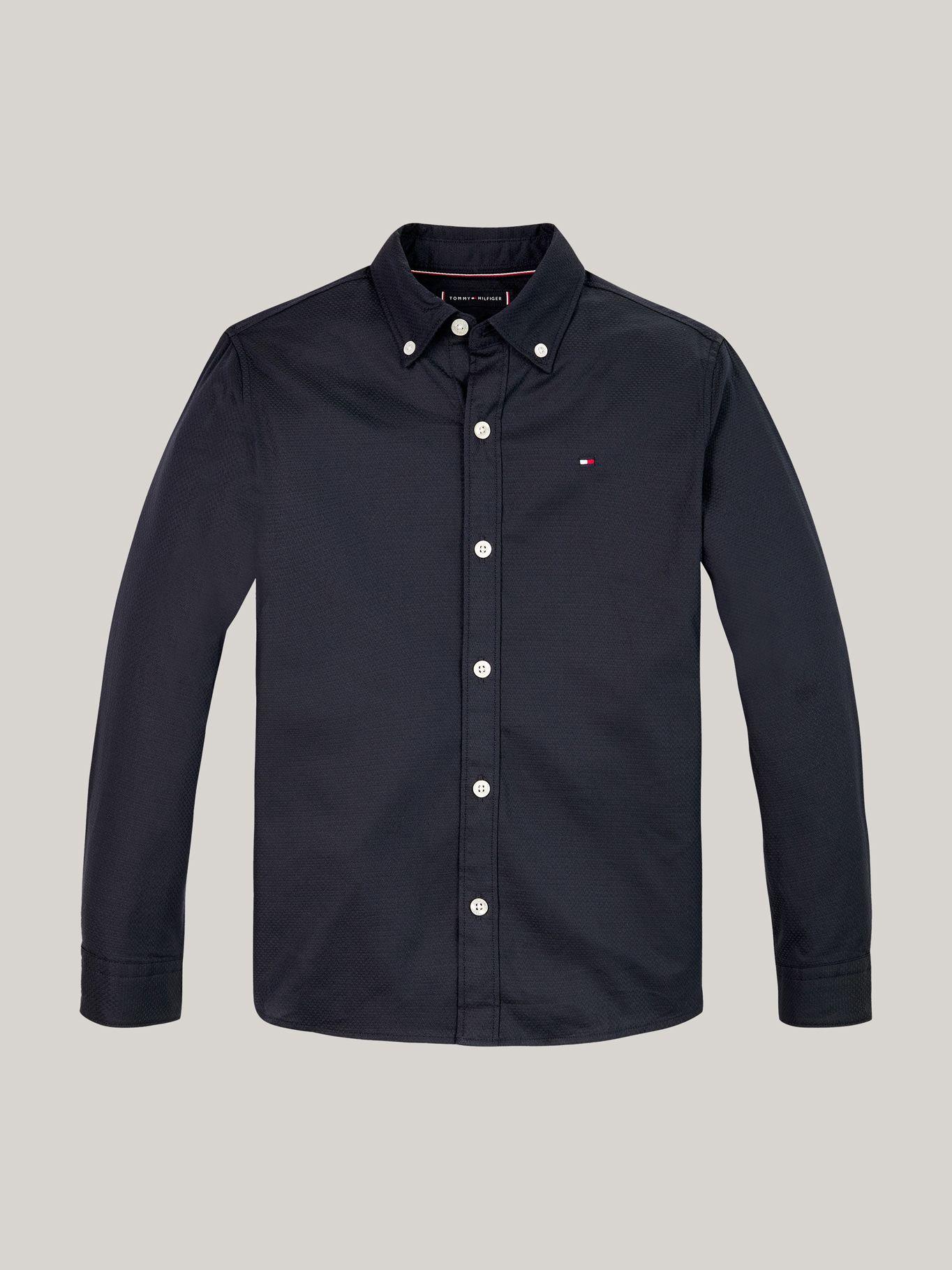 Camisa De Niño Dobby Regular Fit Azul Tommy Hilfiger-4