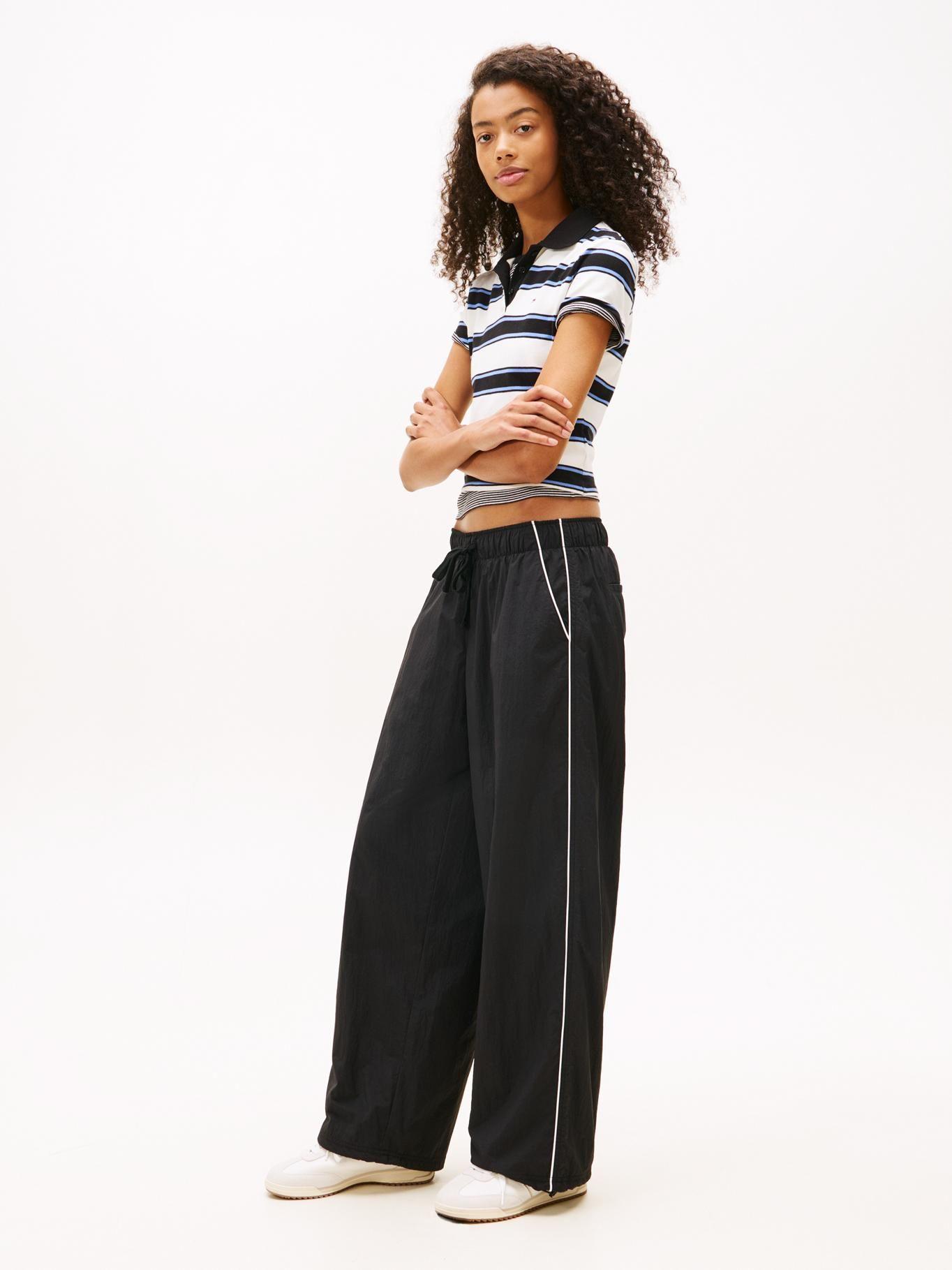 Pantalón Wide Track Con Logo Tommy Jeans Negro-2