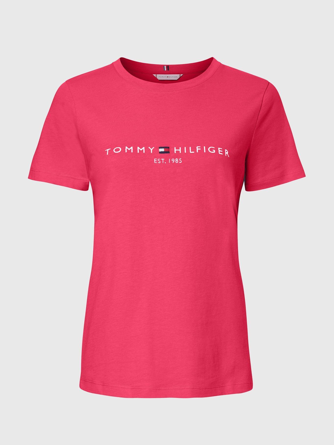 Polera Essential C-Neck Logo Rosado Tommy Hilfiger M23-4