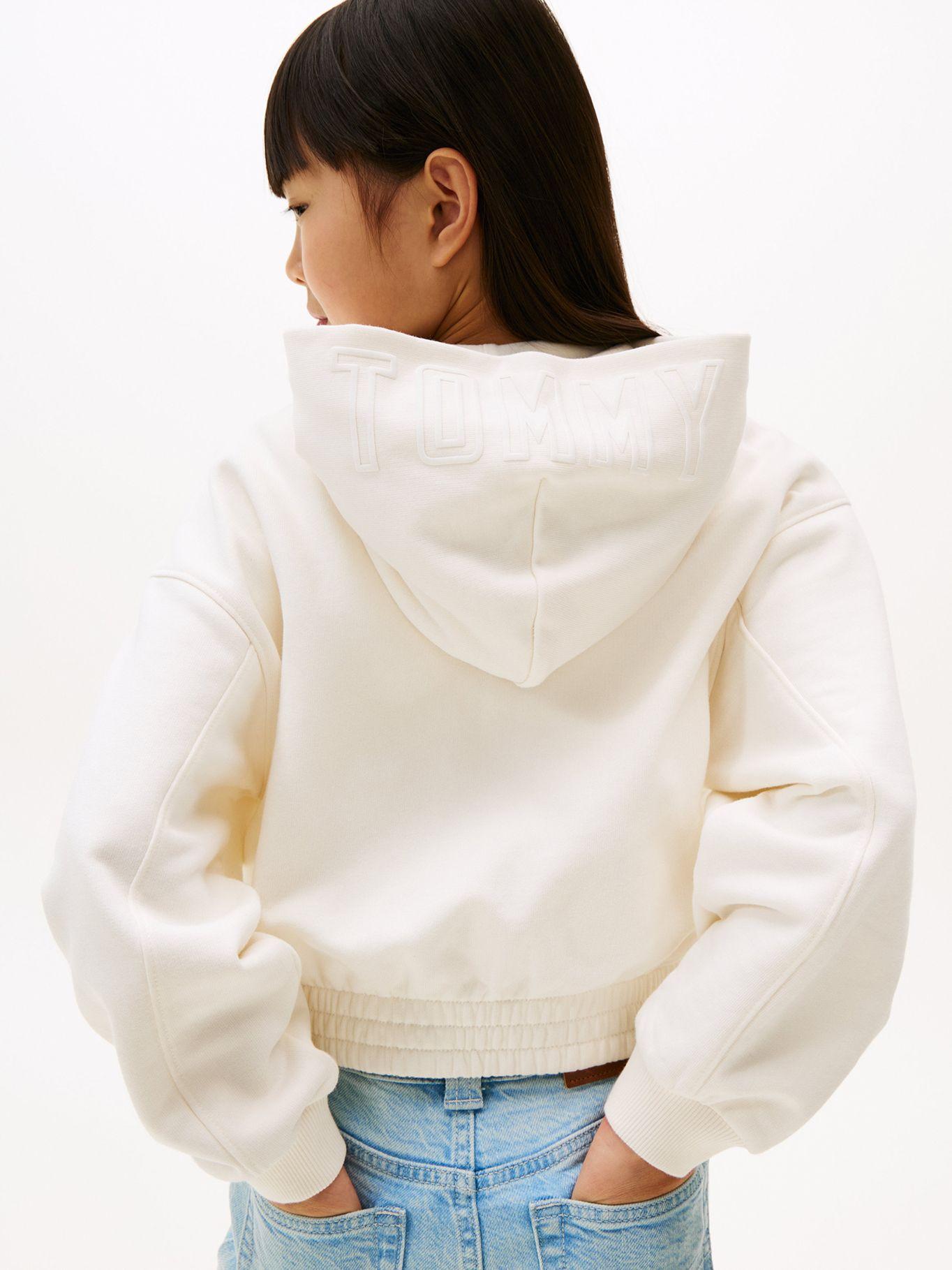 Polerón Hoodie Con Logo Y Cierre Blanco Tommy Hilfiger-3