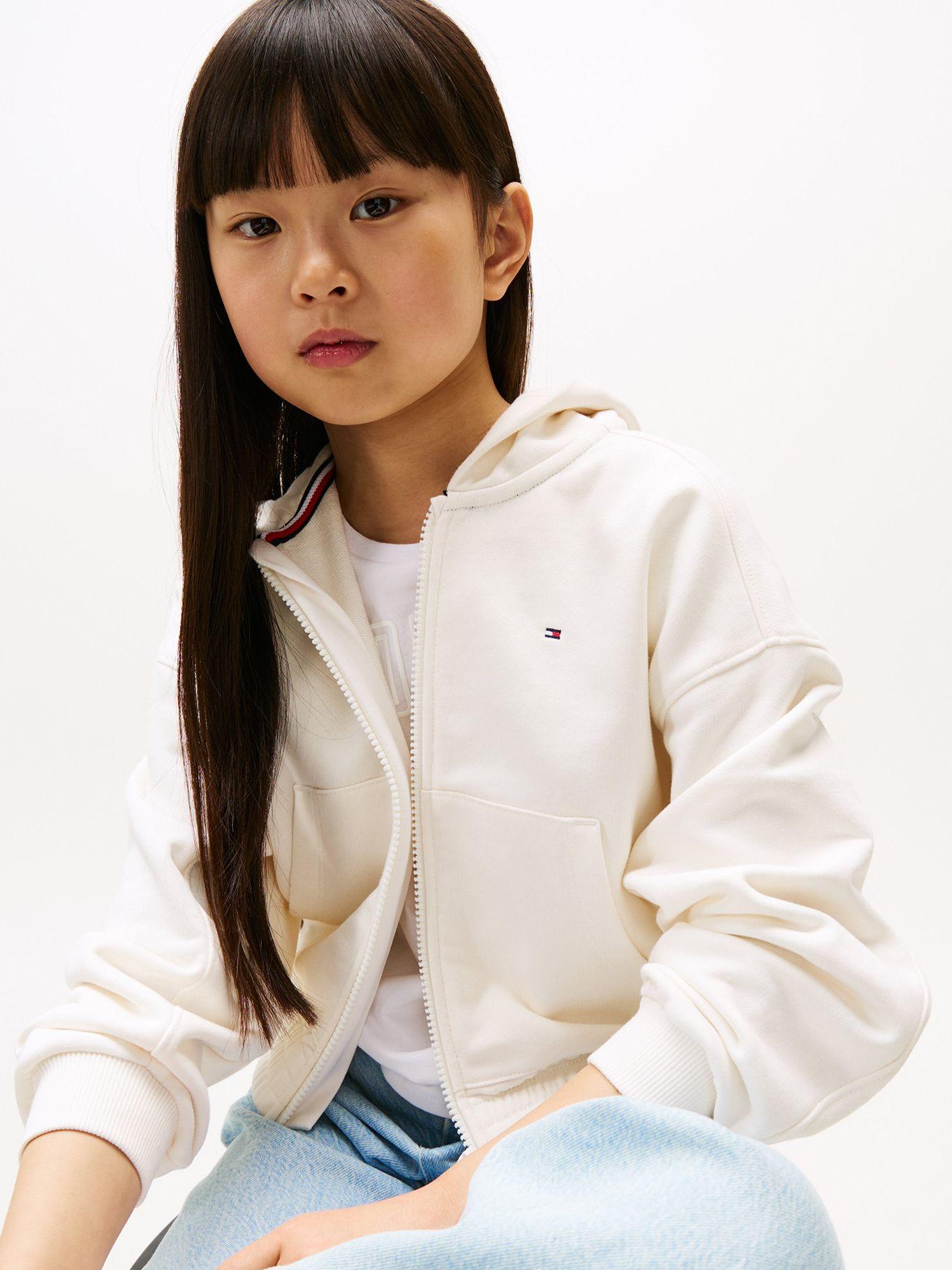 Polerón Hoodie Con Logo Y Cierre Blanco Tommy Hilfiger-4