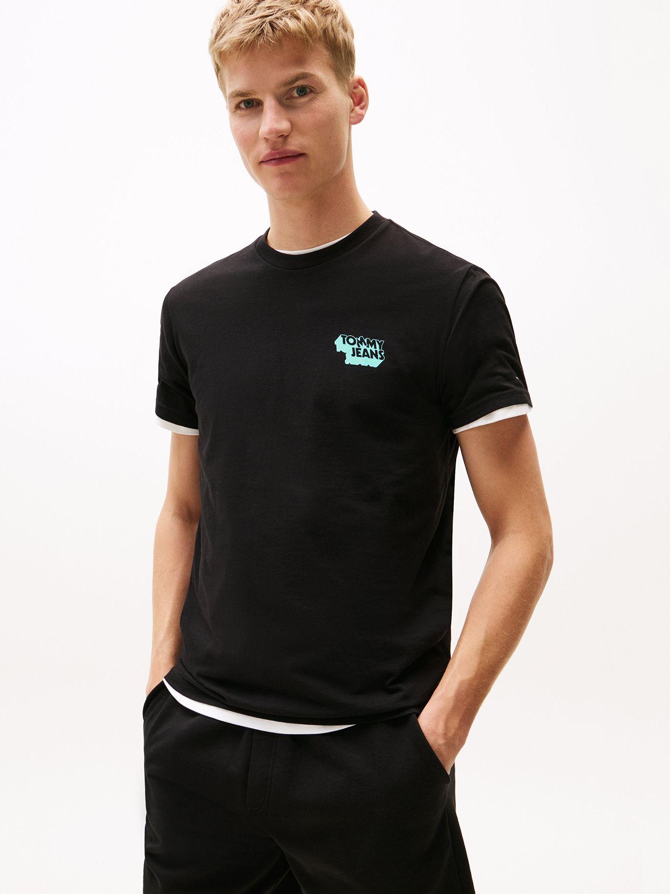 Polera Stack Logo Slim Fit Negro BDS Tommy Jeans-0