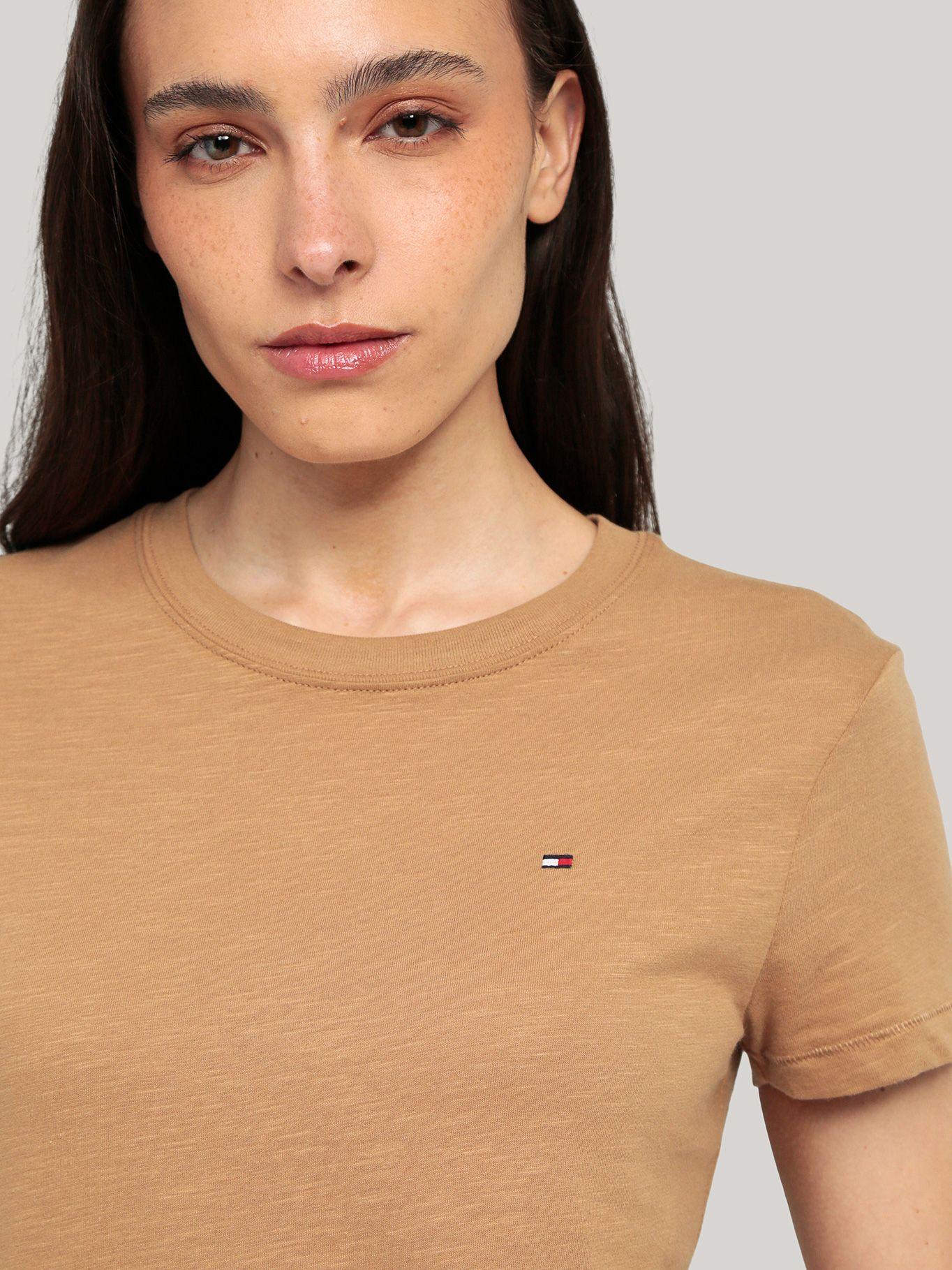 Polera De Corte Regular Con Logo Beige Tommy Hilfiger-4