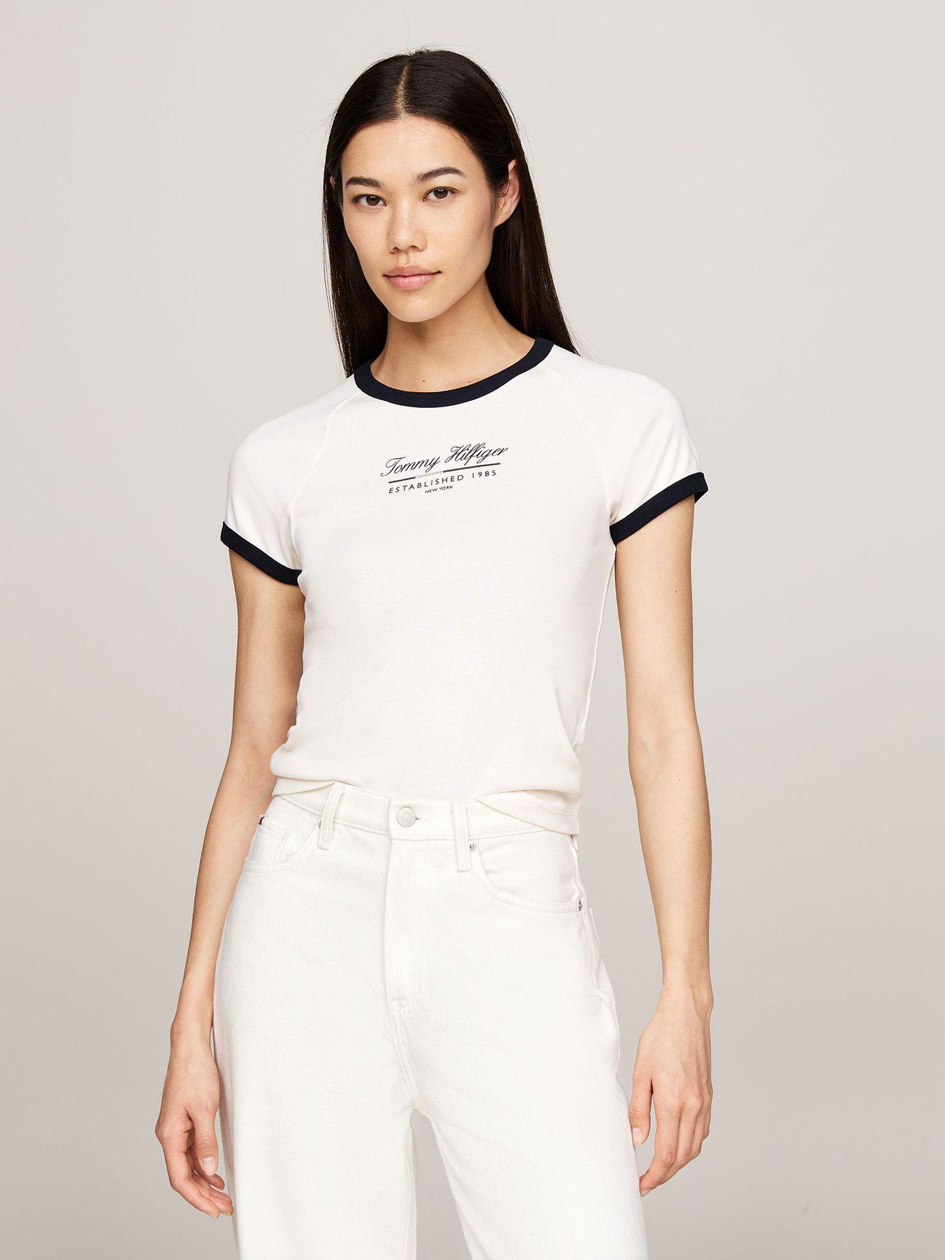 Polera Slim Fit Con Logo Script Blanco Tommy Hilfiger-0