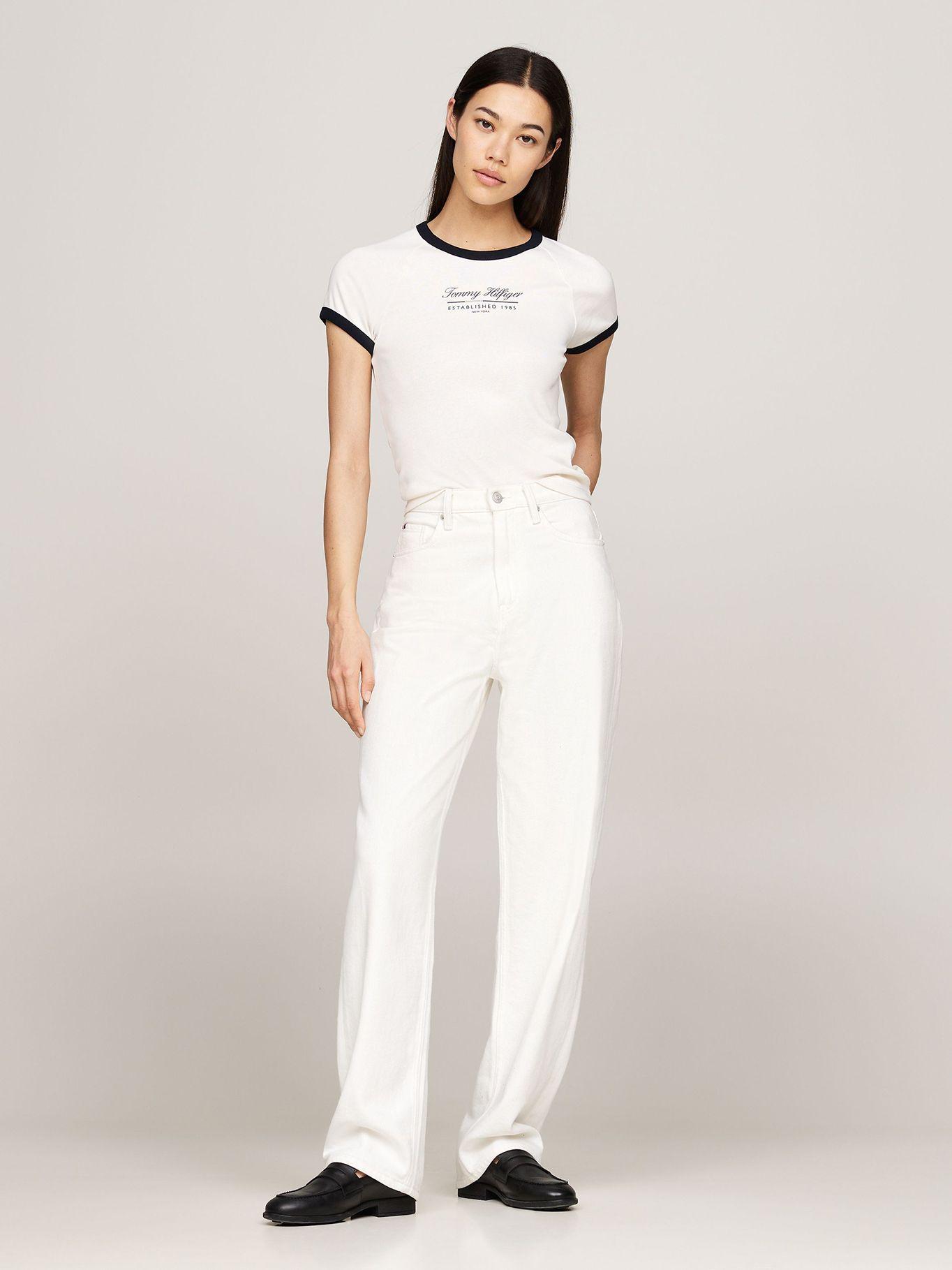Polera Slim Fit Con Logo Script Blanco Tommy Hilfiger-1