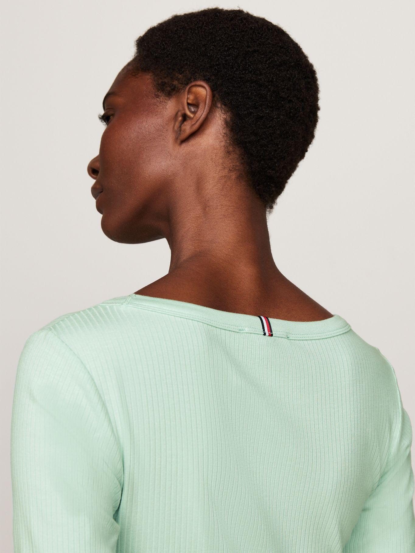 Polera Acanalada Slim Fit Con Logo Verde Tommy Hilfiger-3