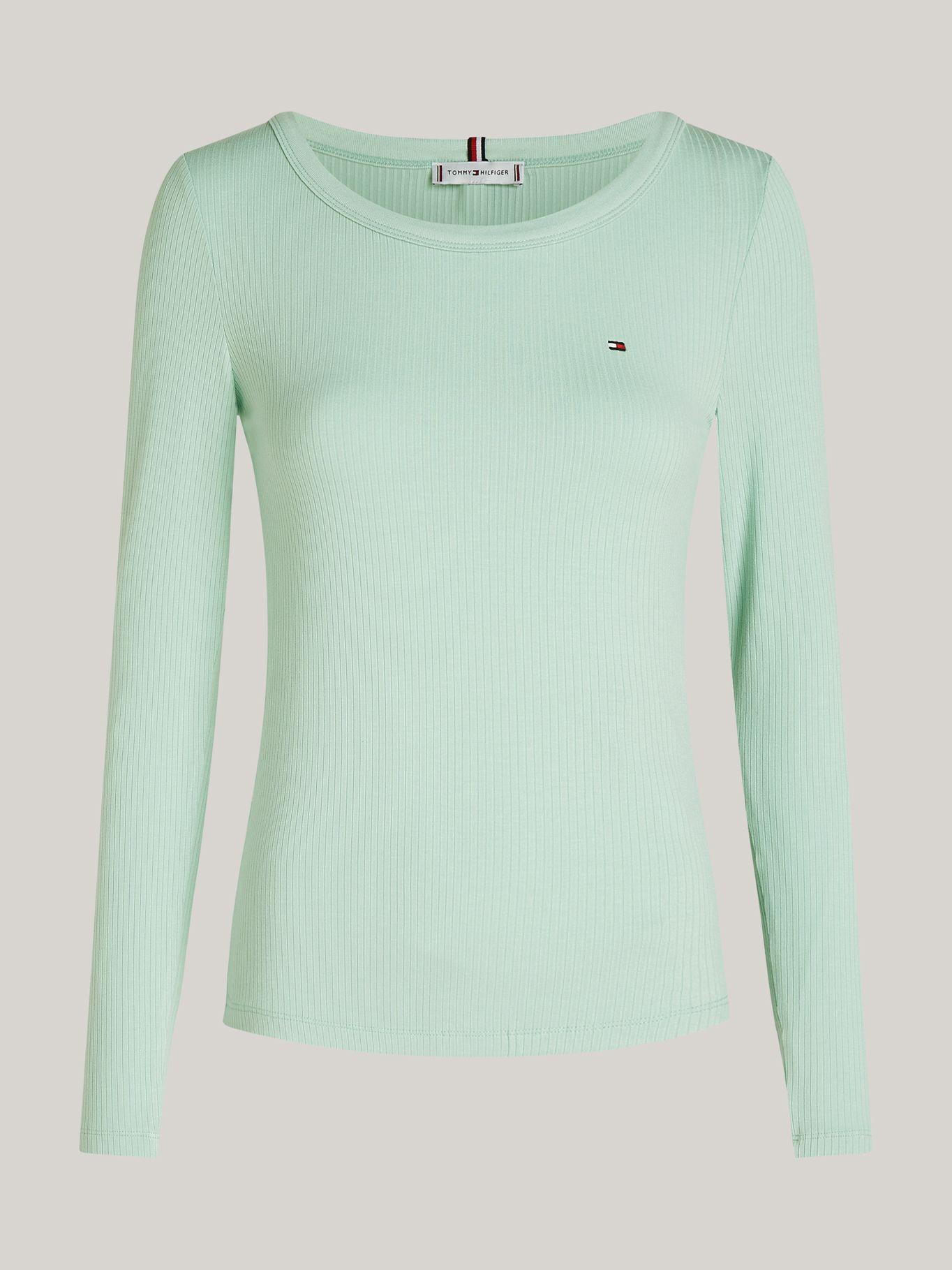 Polera Acanalada Slim Fit Con Logo Verde Tommy Hilfiger-4