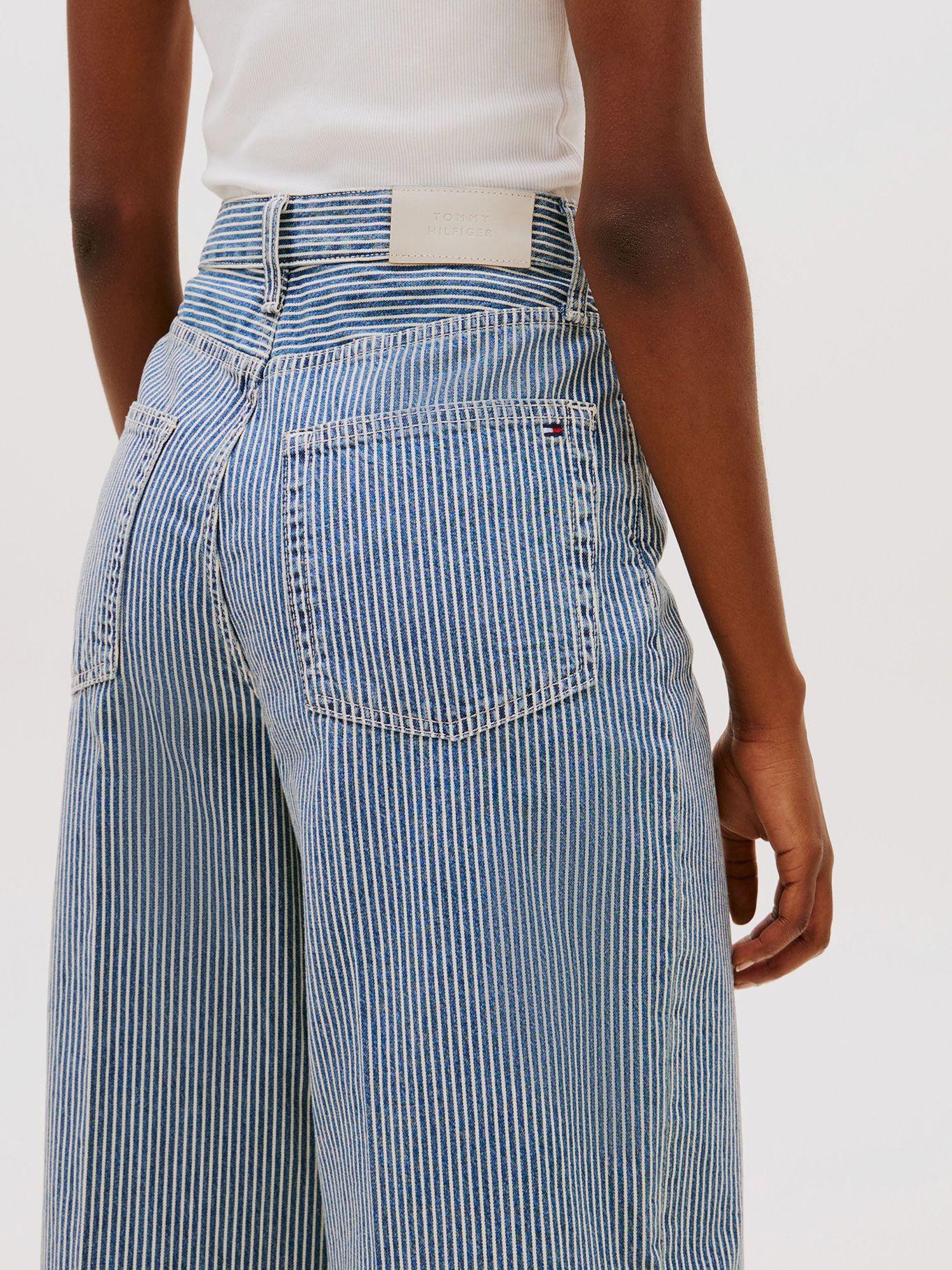 Jeans Wide Leg Talle Alto Rayas Celeste Tommy Hilfiger-3