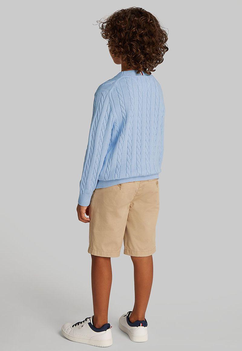 Sweater De Punto Cuello Redondo Celeste Tommy Hilfiger-1