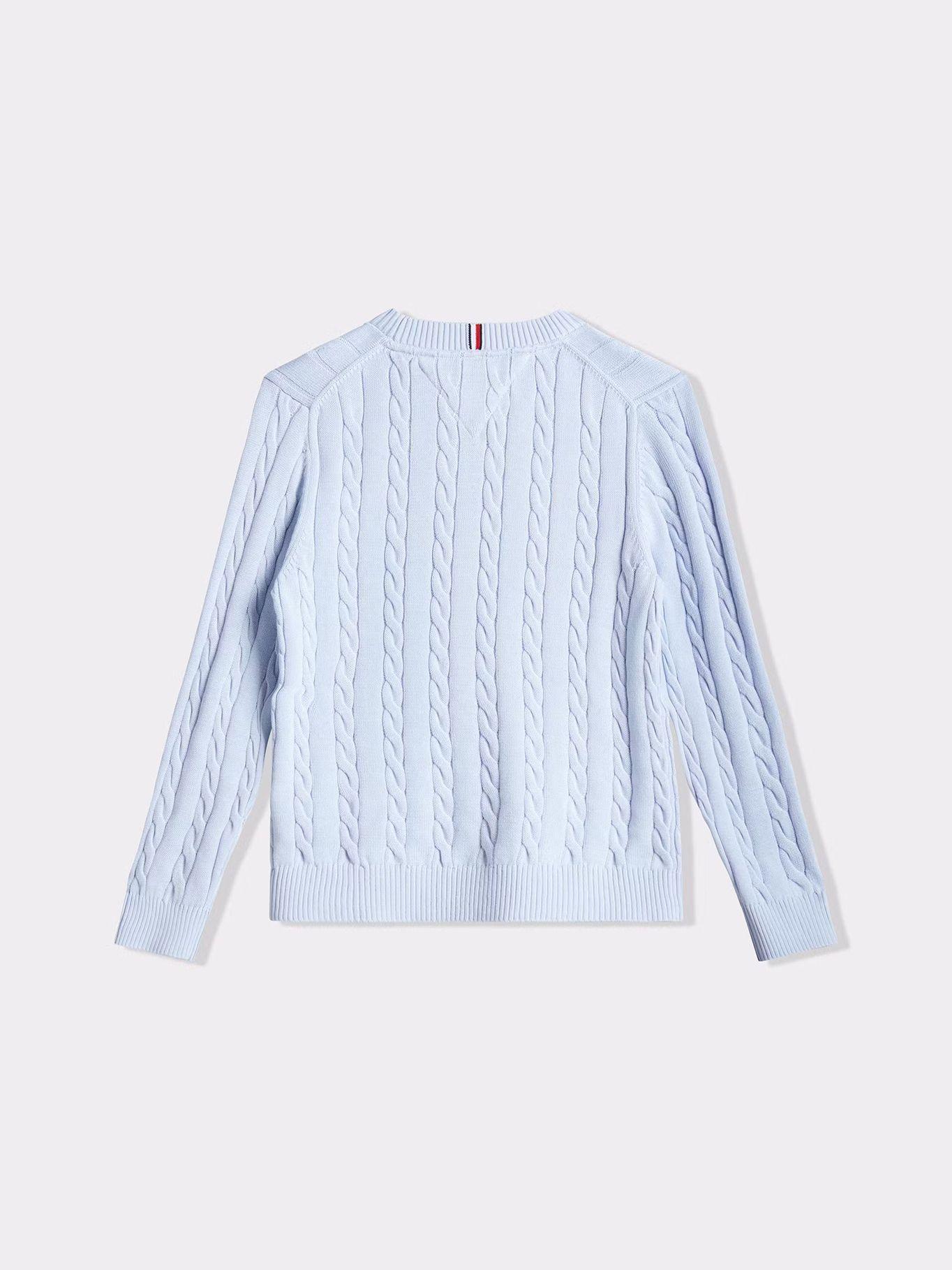 Sweater De Punto Cuello Redondo Celeste Tommy Hilfiger-4