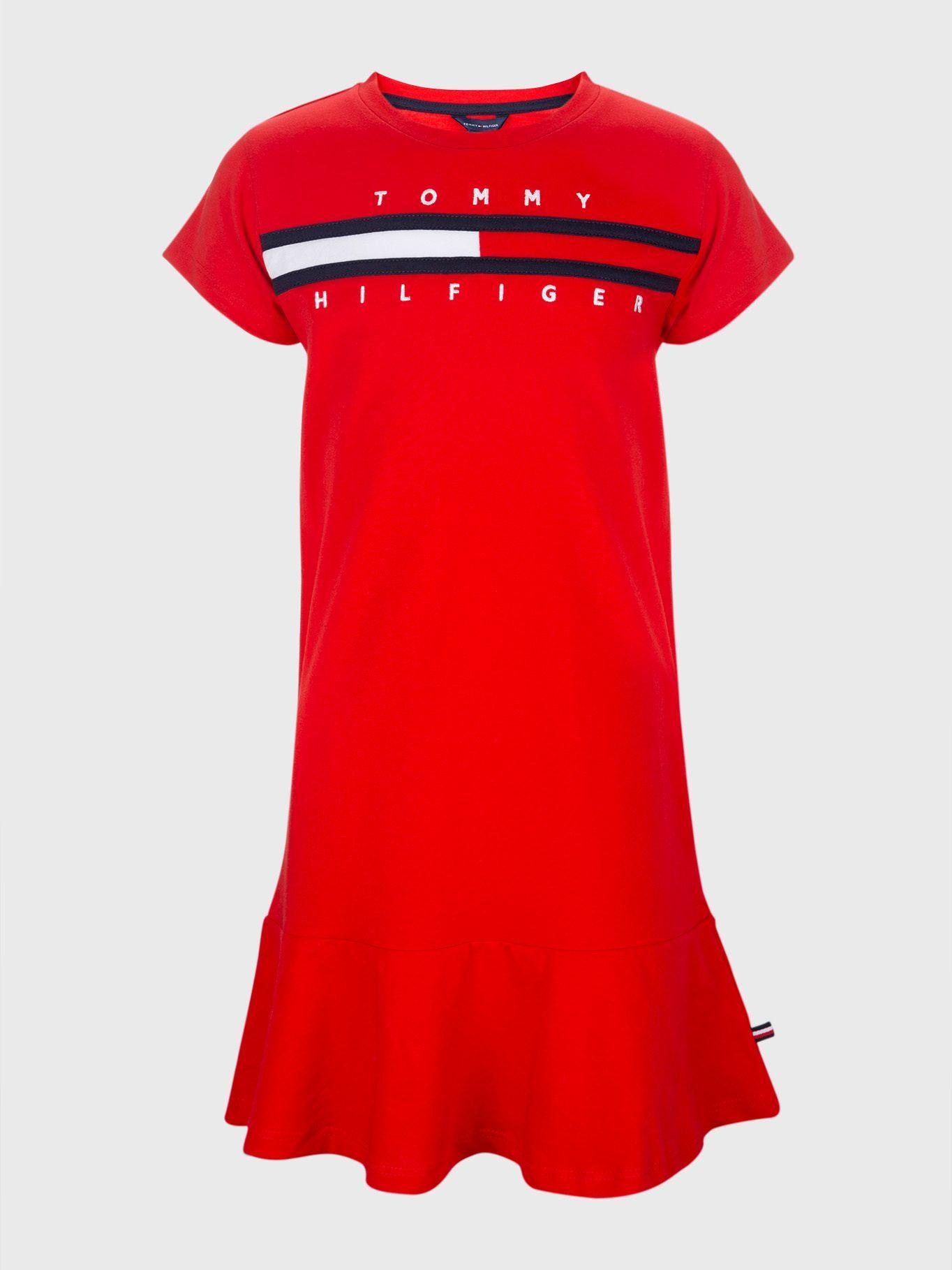 Vestido Camisero Con Vuelos Rojo Tommy Hilfiger-0