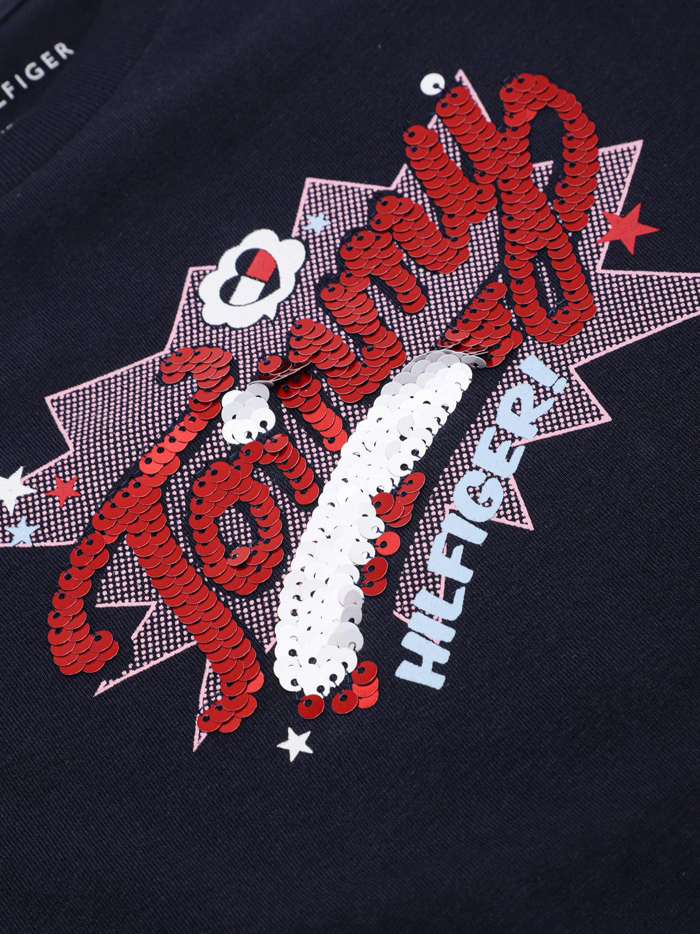 Polera Con Logo De Lentejuelas Azul Tommy Hilfiger-2