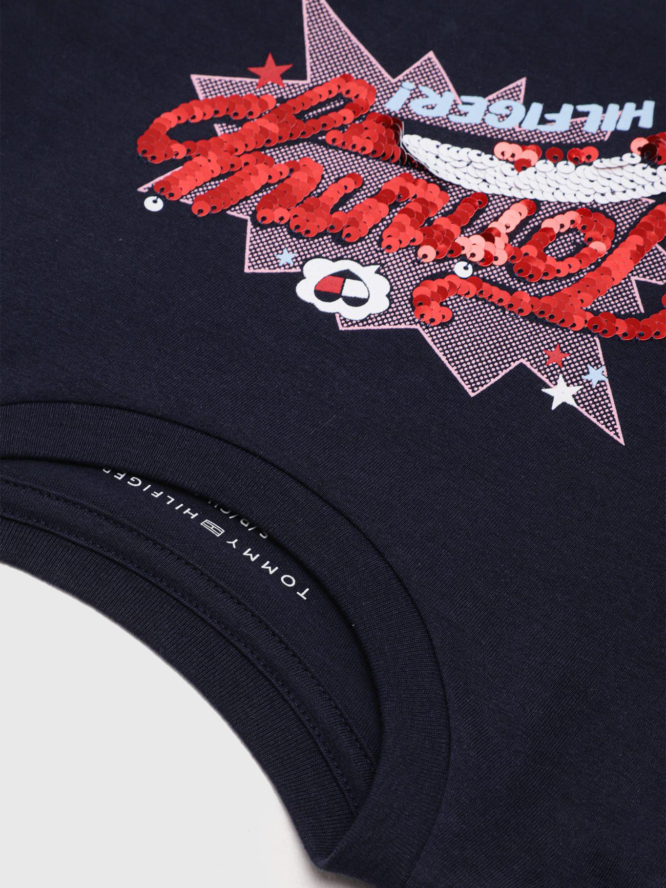 Polera Con Logo De Lentejuelas Azul Tommy Hilfiger-3